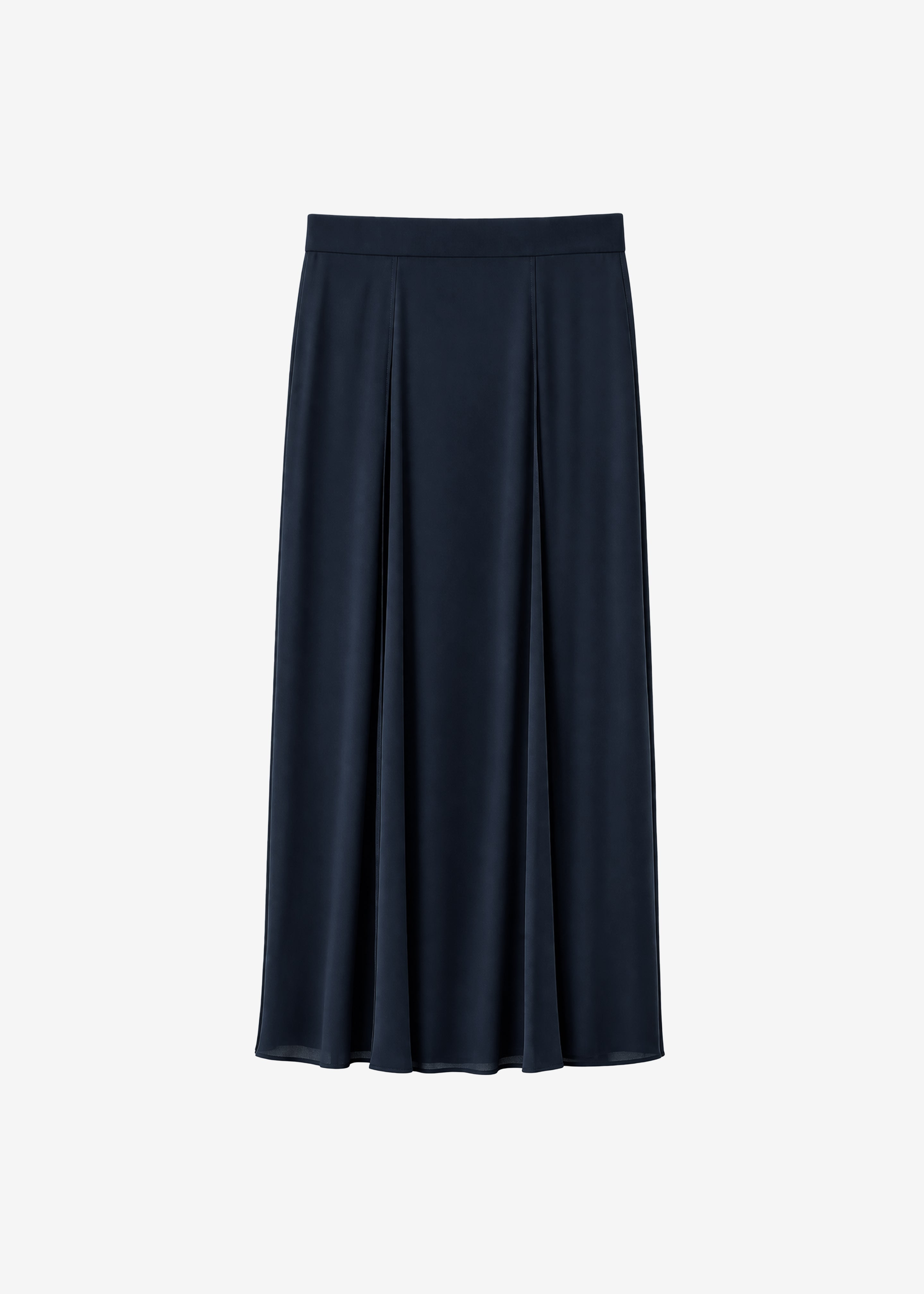 Provence Fluid A-Line Midi Skirt - Navy