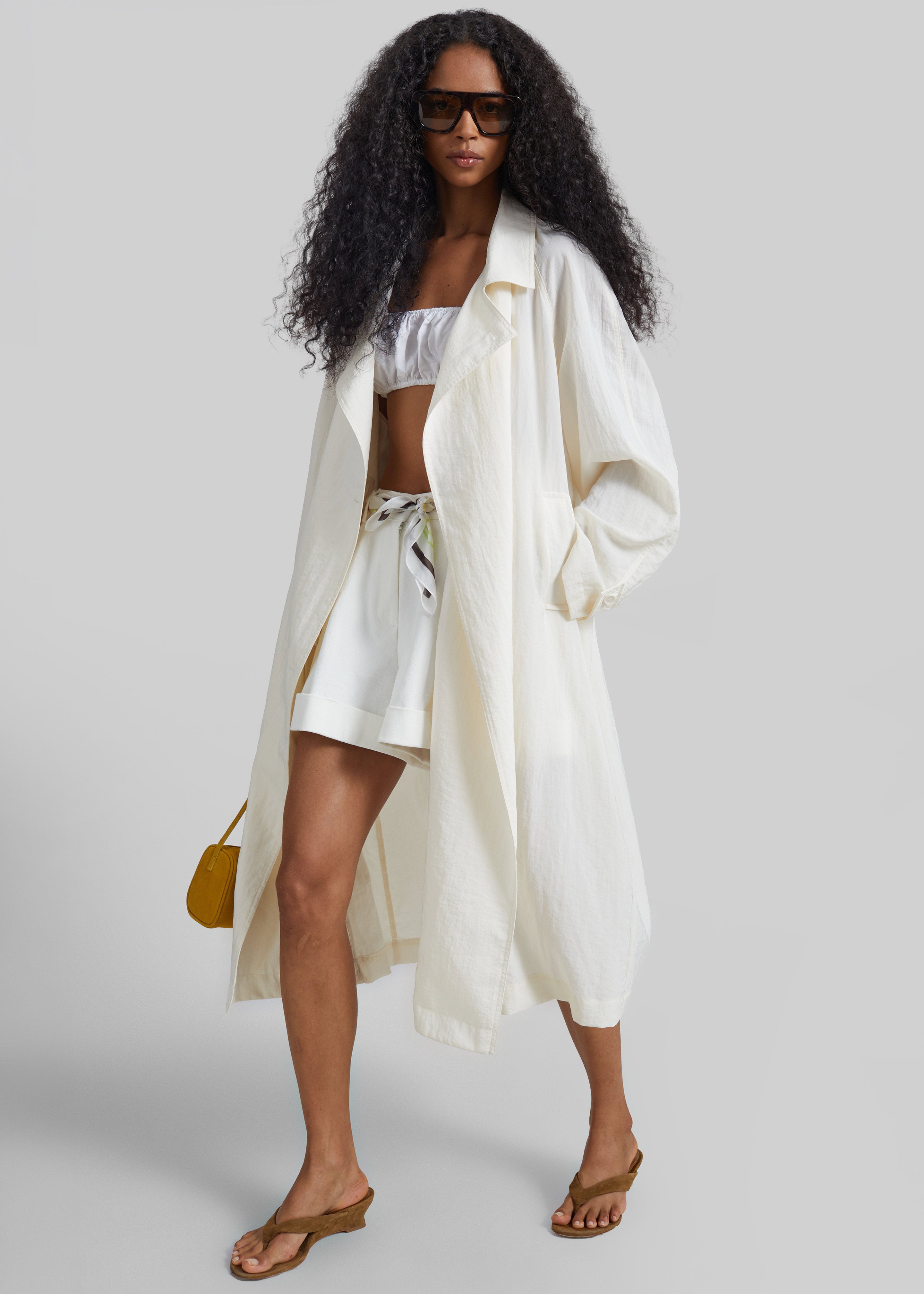 Rosora Sheer Fluid Trench Coat - Cream