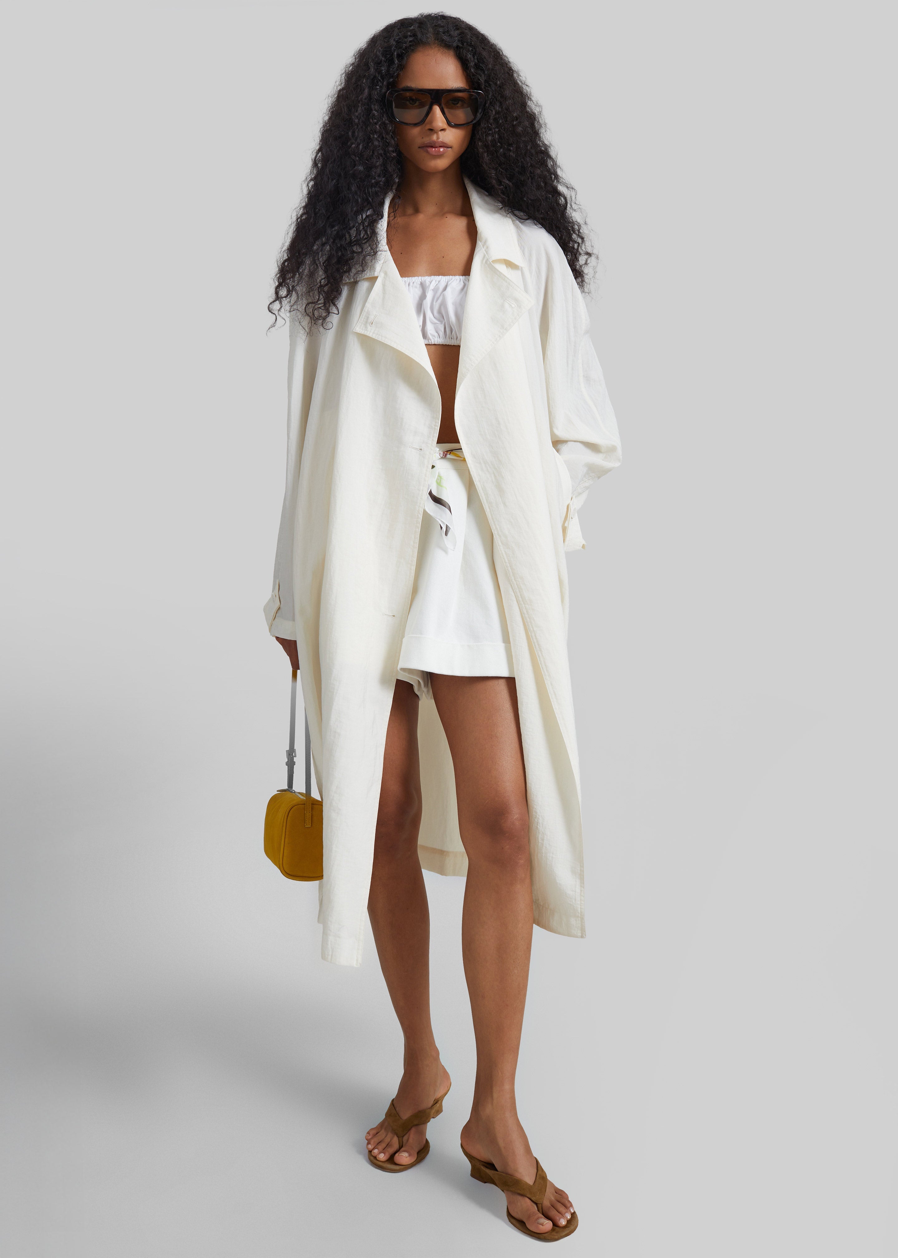 Rosora Sheer Fluid Trench Coat - Cream