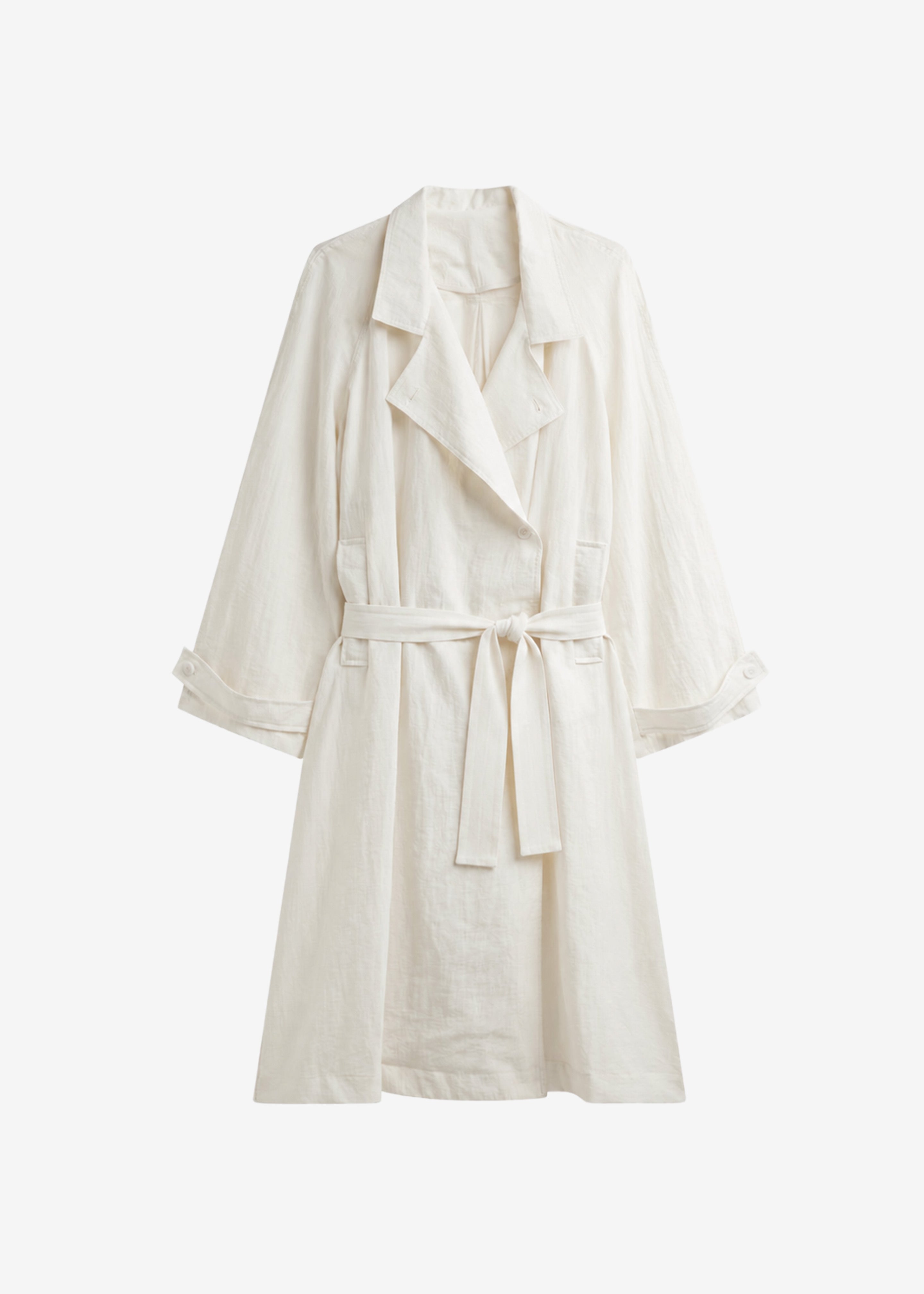 Rosora Sheer Fluid Trench Coat - Cream