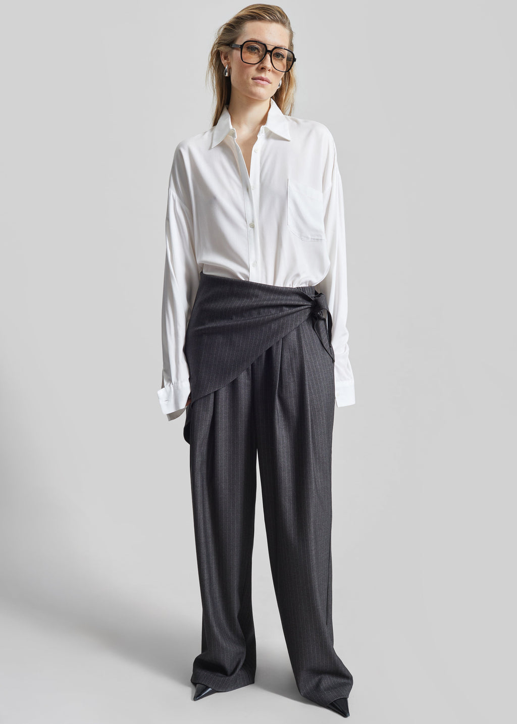 Rovigo Scarf Wrap Pants - Grey Stripe