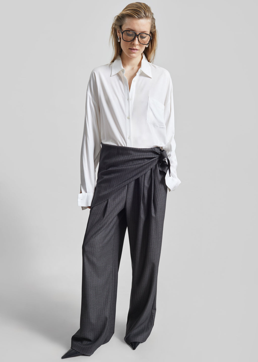 Rovigo Scarf Wrap Pants - Grey Stripe