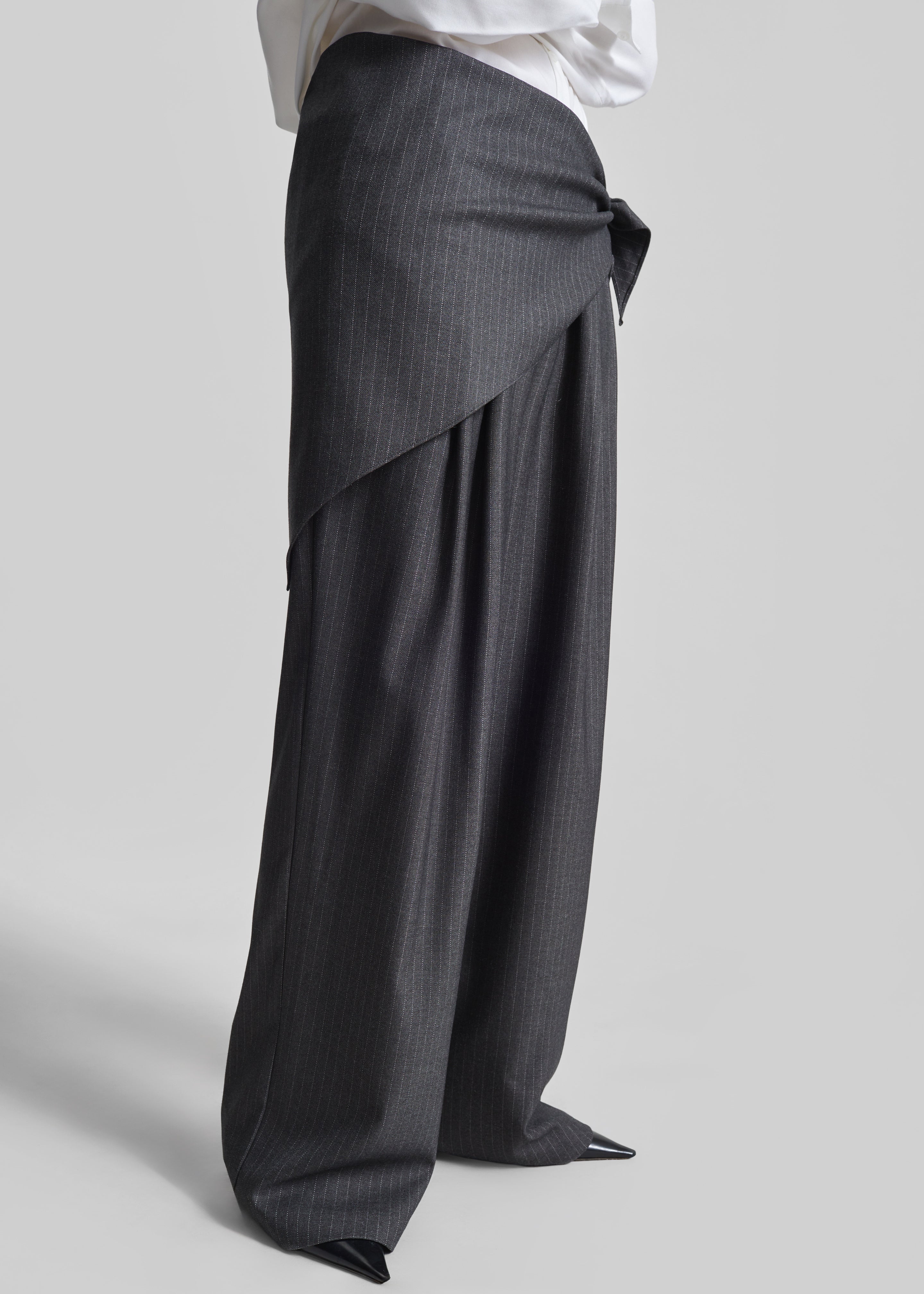 Rovigo Scarf Wrap Pants - Grey Stripe