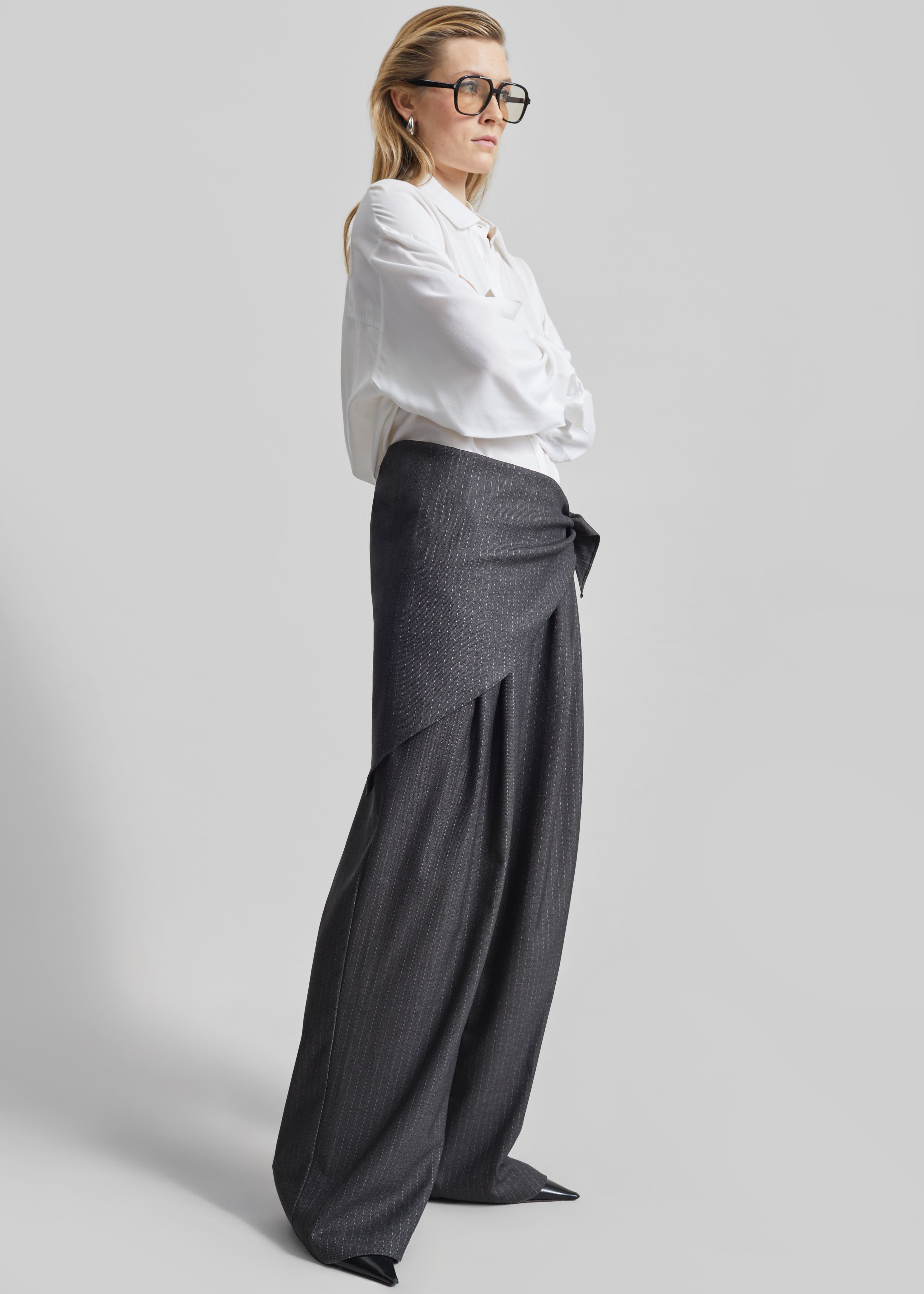 Rovigo Scarf Wrap Pants - Grey Stripe