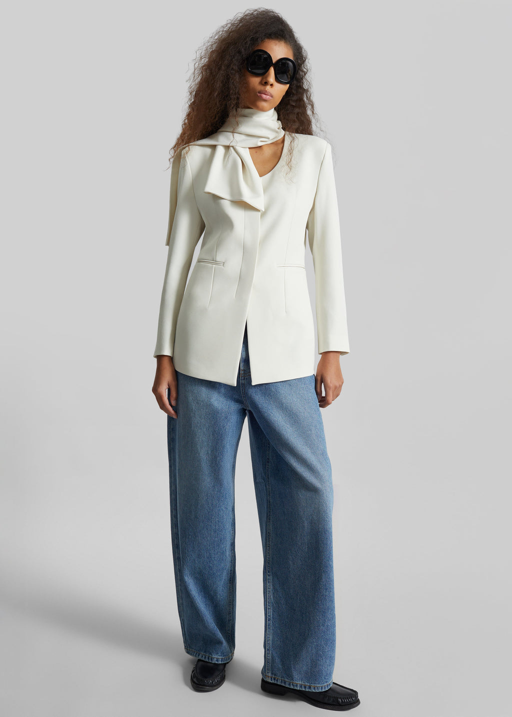 Seika Scarf Blazer - Ivory