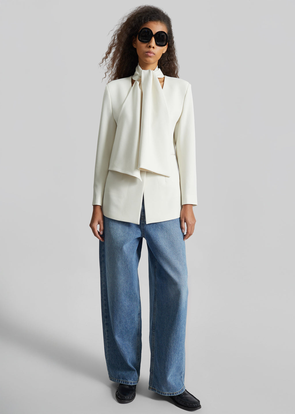 Seika Scarf Blazer - Ivory