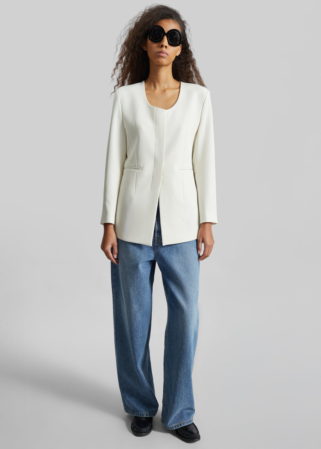 Seika Scarf Blazer - Ivory