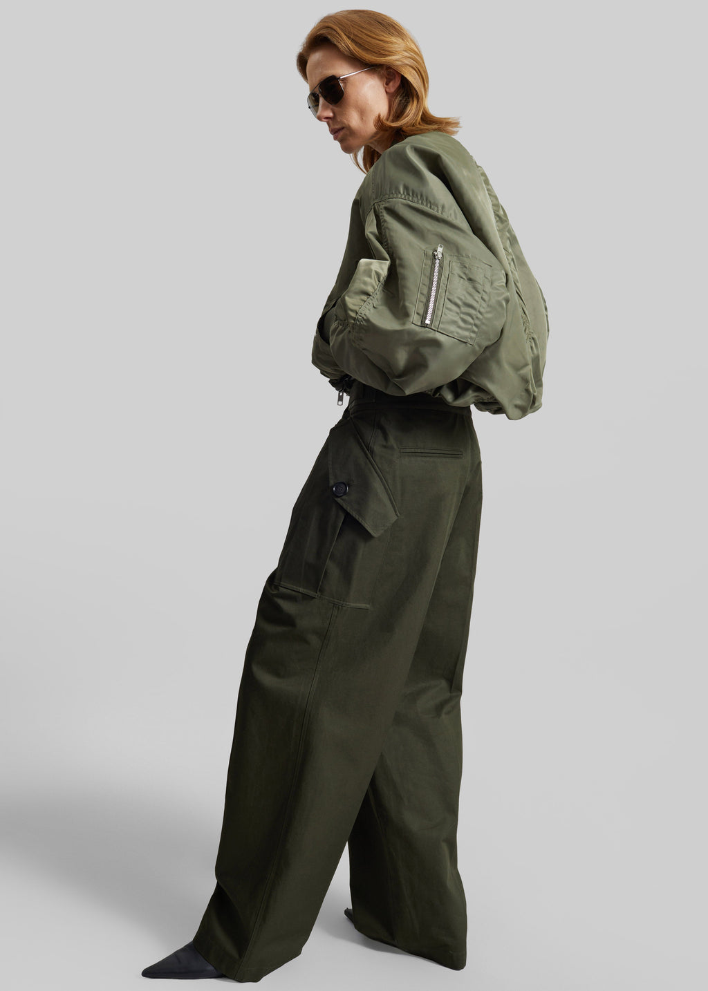 Skagen Cropped Trapeze Bomber Jacket - Olive