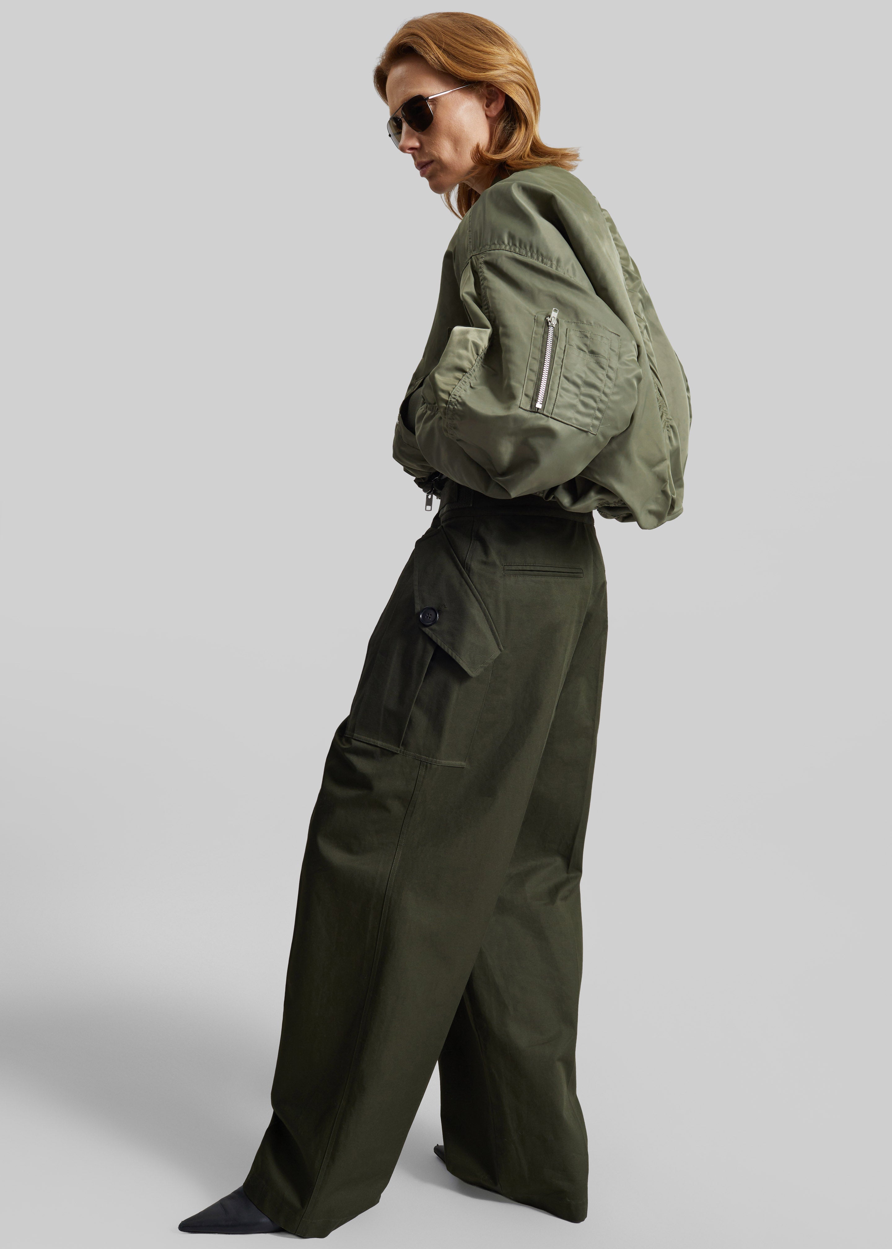 Skagen Cropped Trapeze Bomber Jacket - Olive
