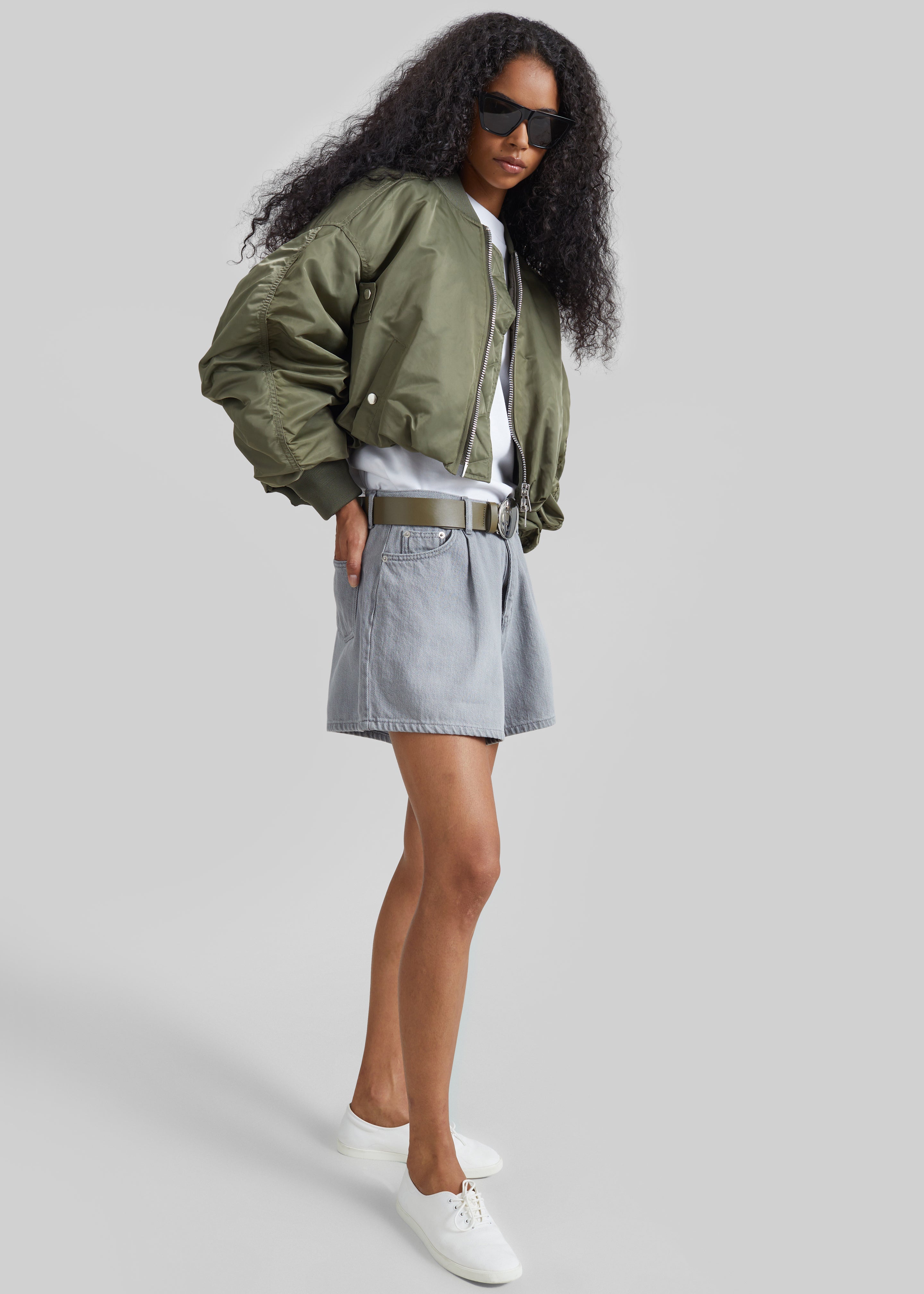 Skagen Cropped Trapeze Bomber Jacket - Olive
