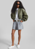 Skagen Cropped Trapeze Bomber Jacket - Olive