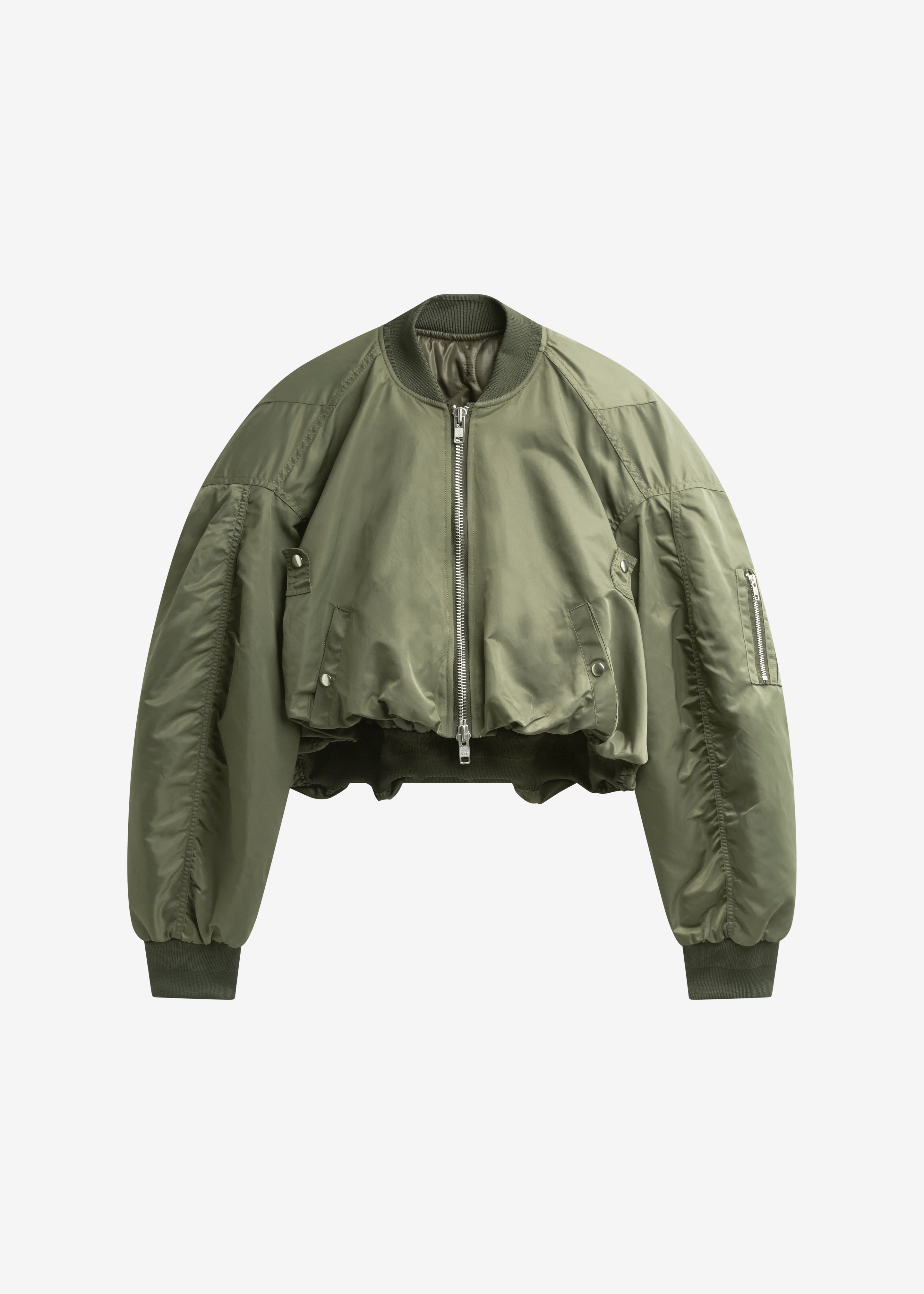Skagen Cropped Trapeze Bomber Jacket - Olive