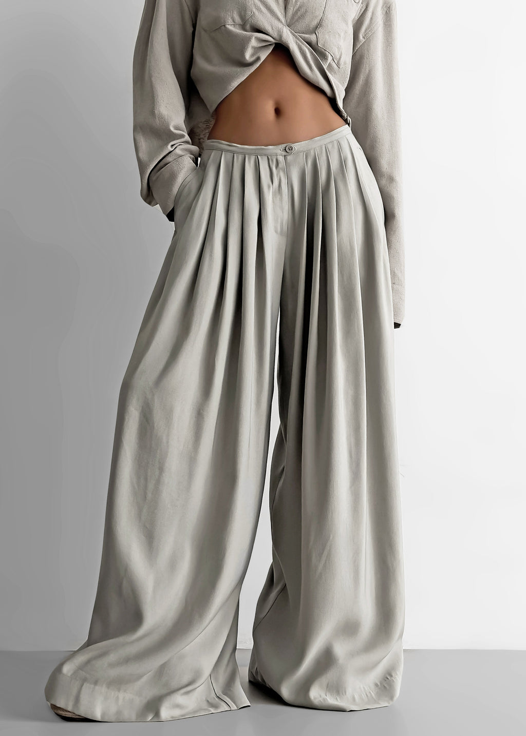 Sloane Wide Leg Trousers - Grey