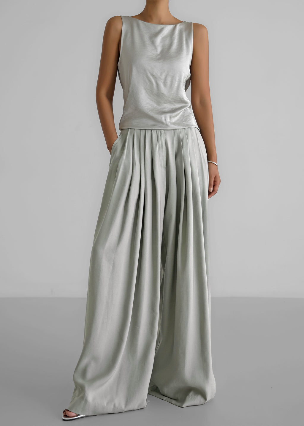 Sloane Wide Leg Trousers - Grey