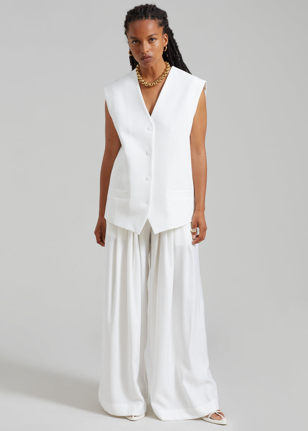 Sloane Wide Leg Trousers - White