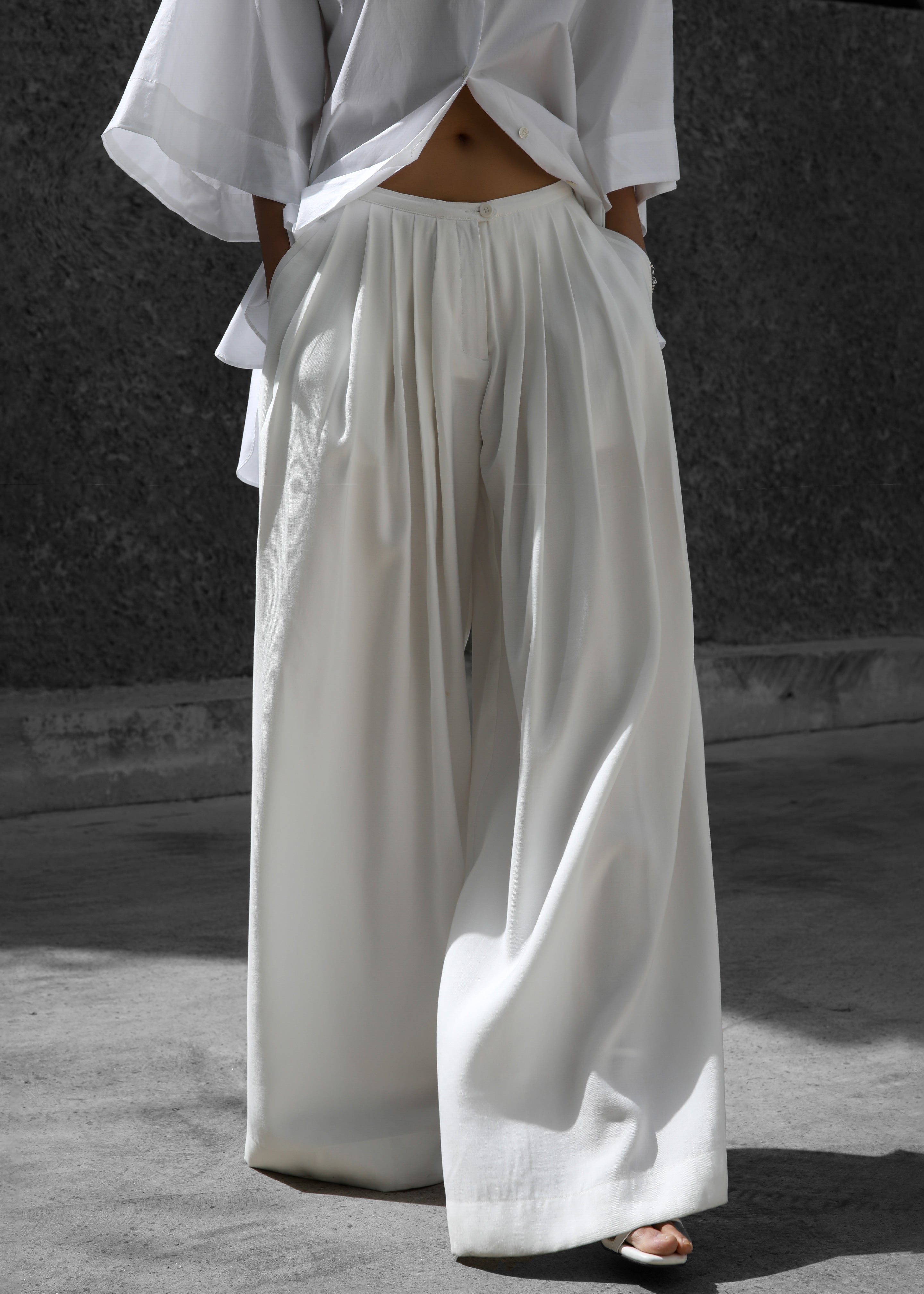 Sloane Wide Leg Trousers - White