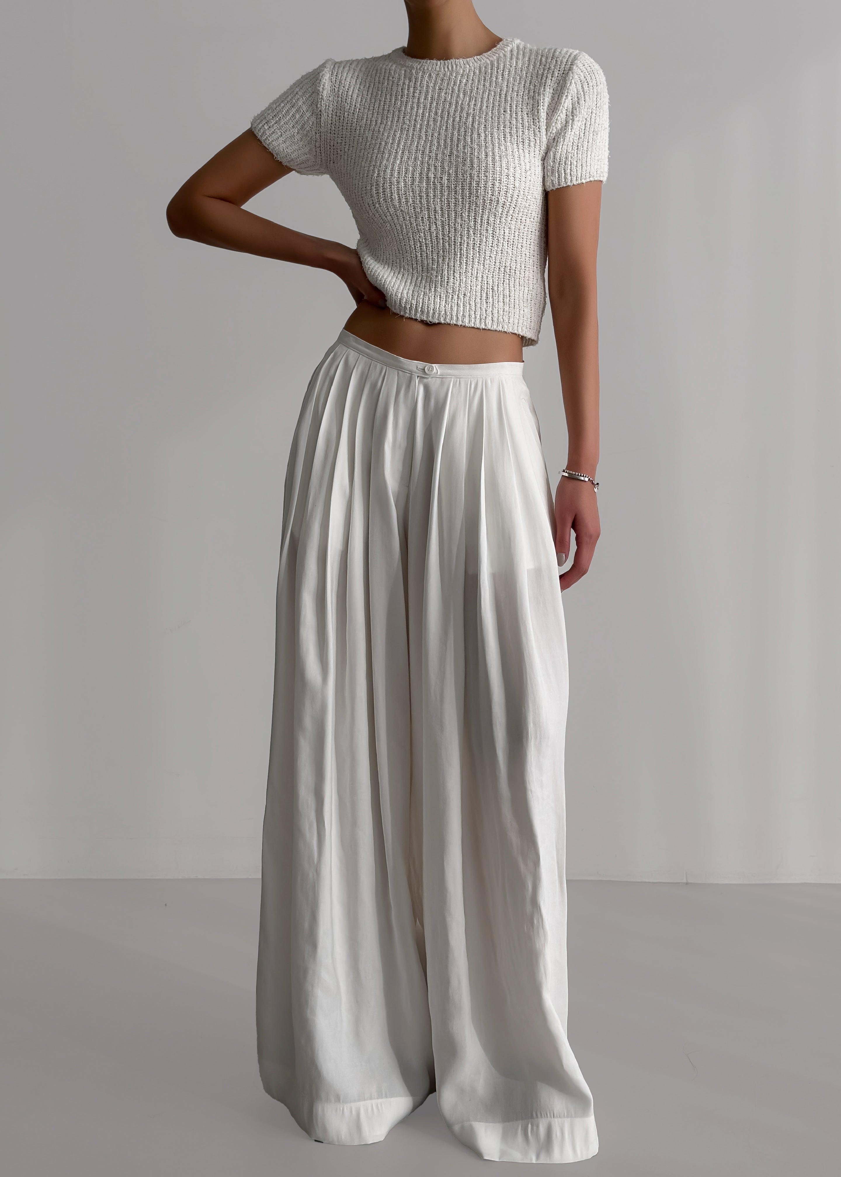 Sloane Wide Leg Trousers - White