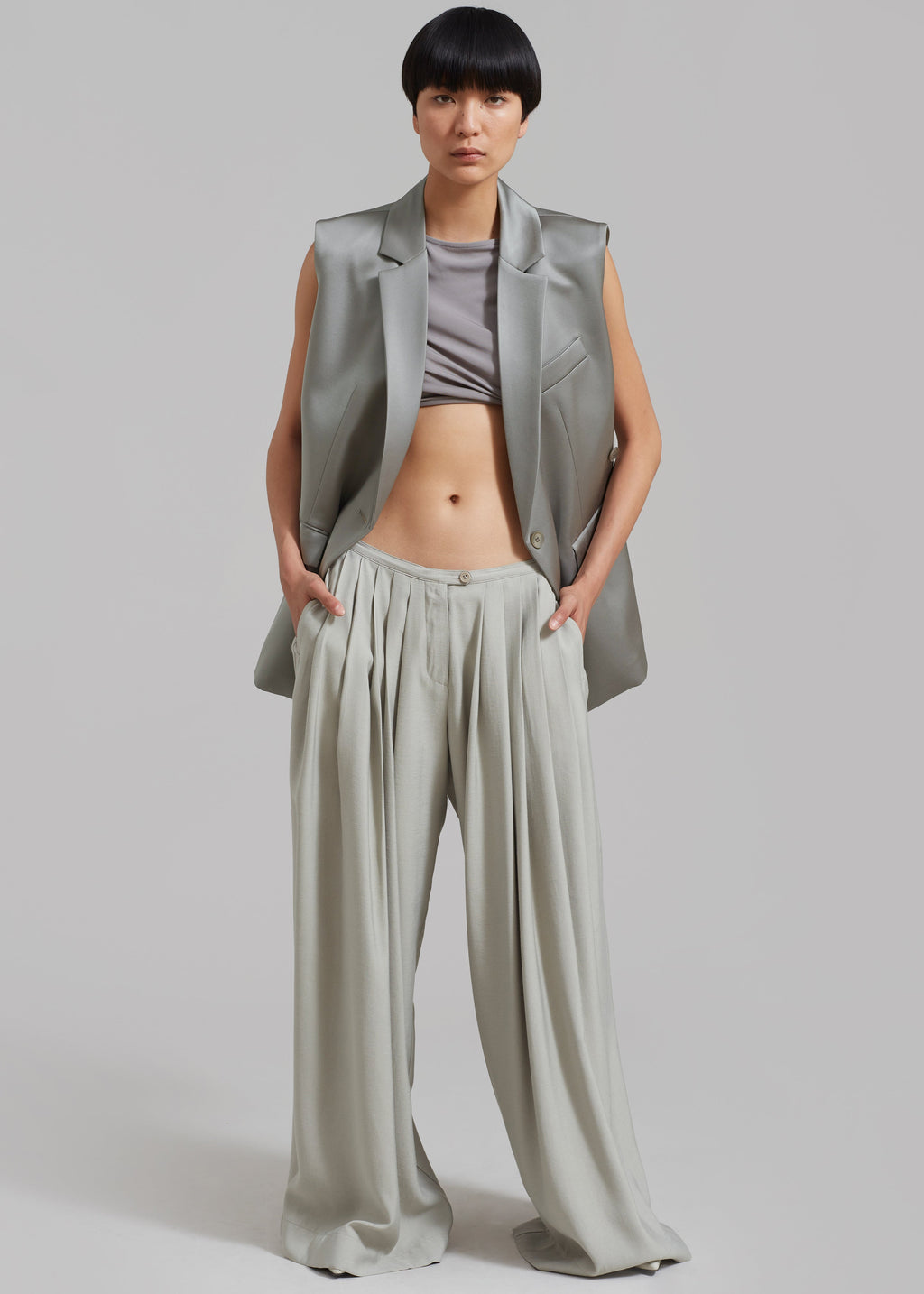 Sloane Wide Leg Trousers - Grey