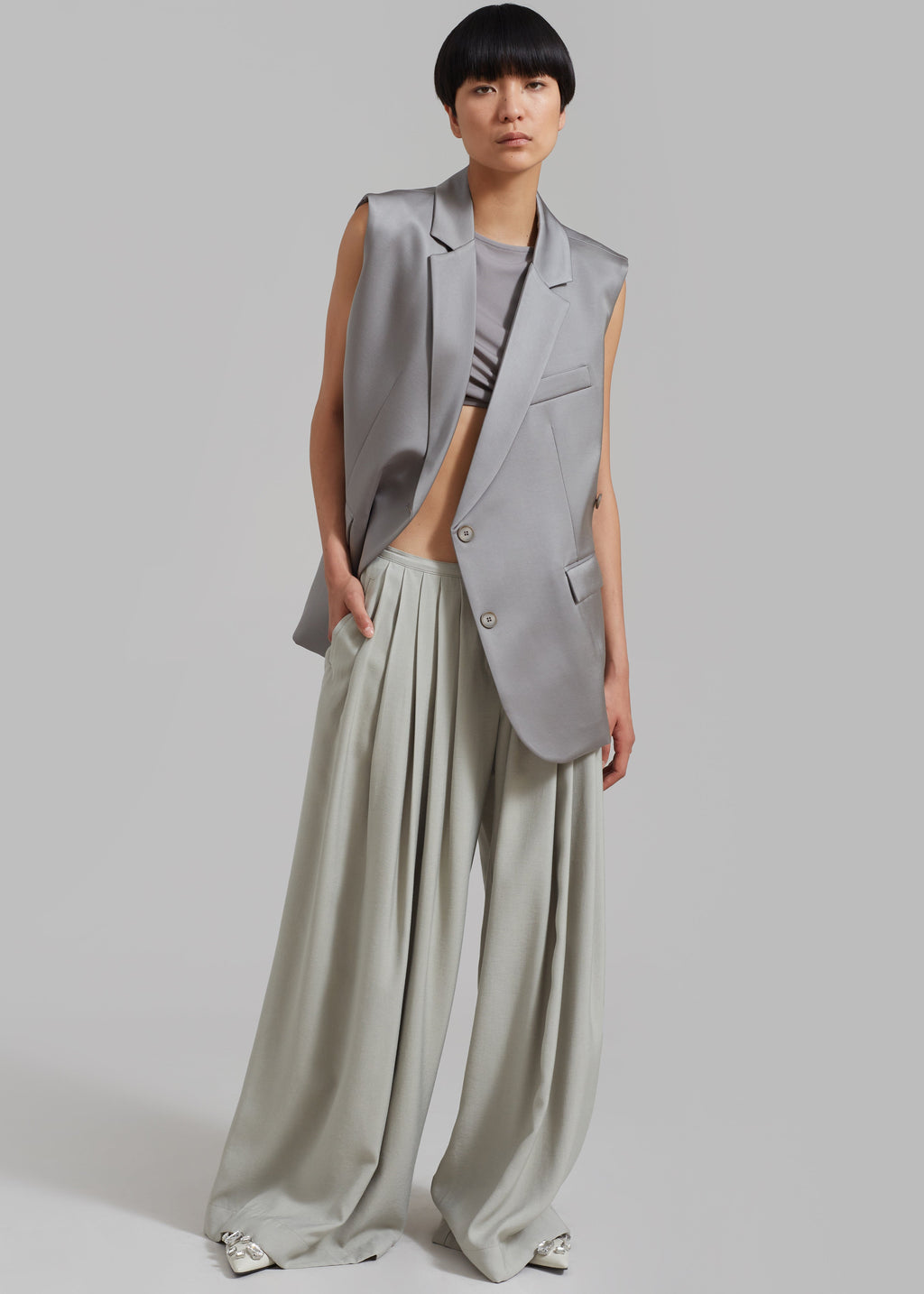 Sloane Wide Leg Trousers - Grey