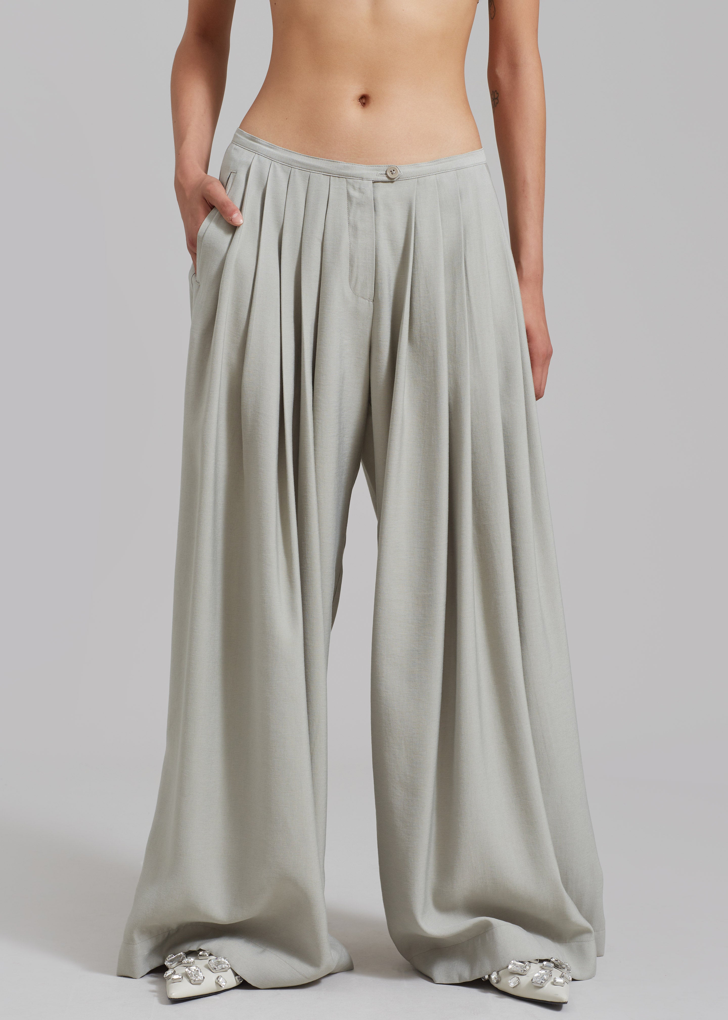 Sloane Wide Leg Trousers - Grey