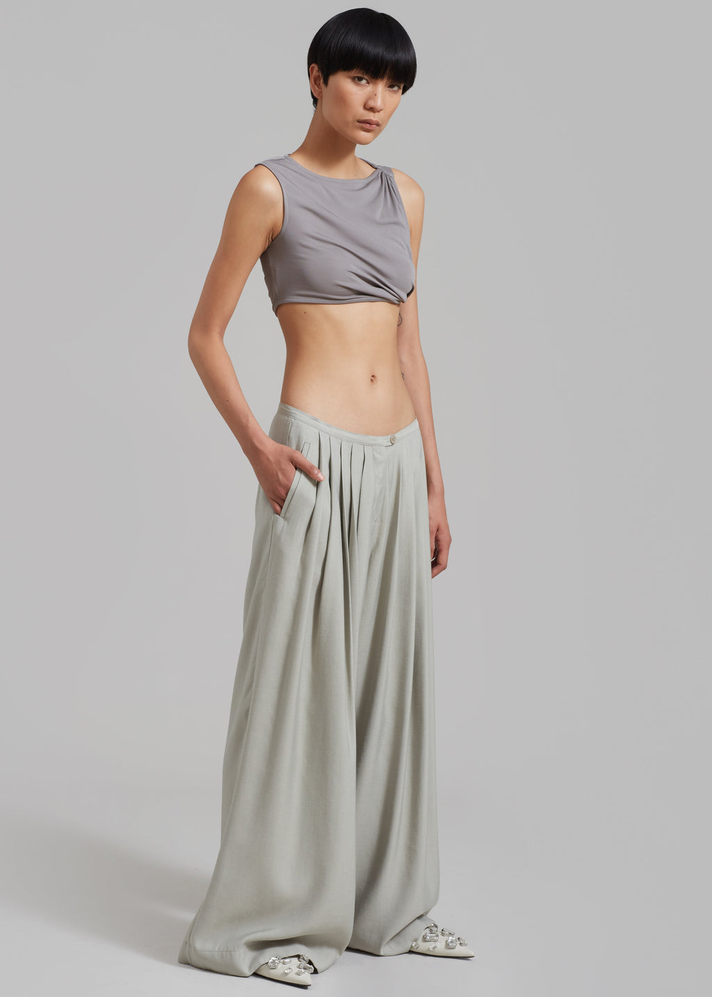 Sloane Wide Leg Trousers - Grey