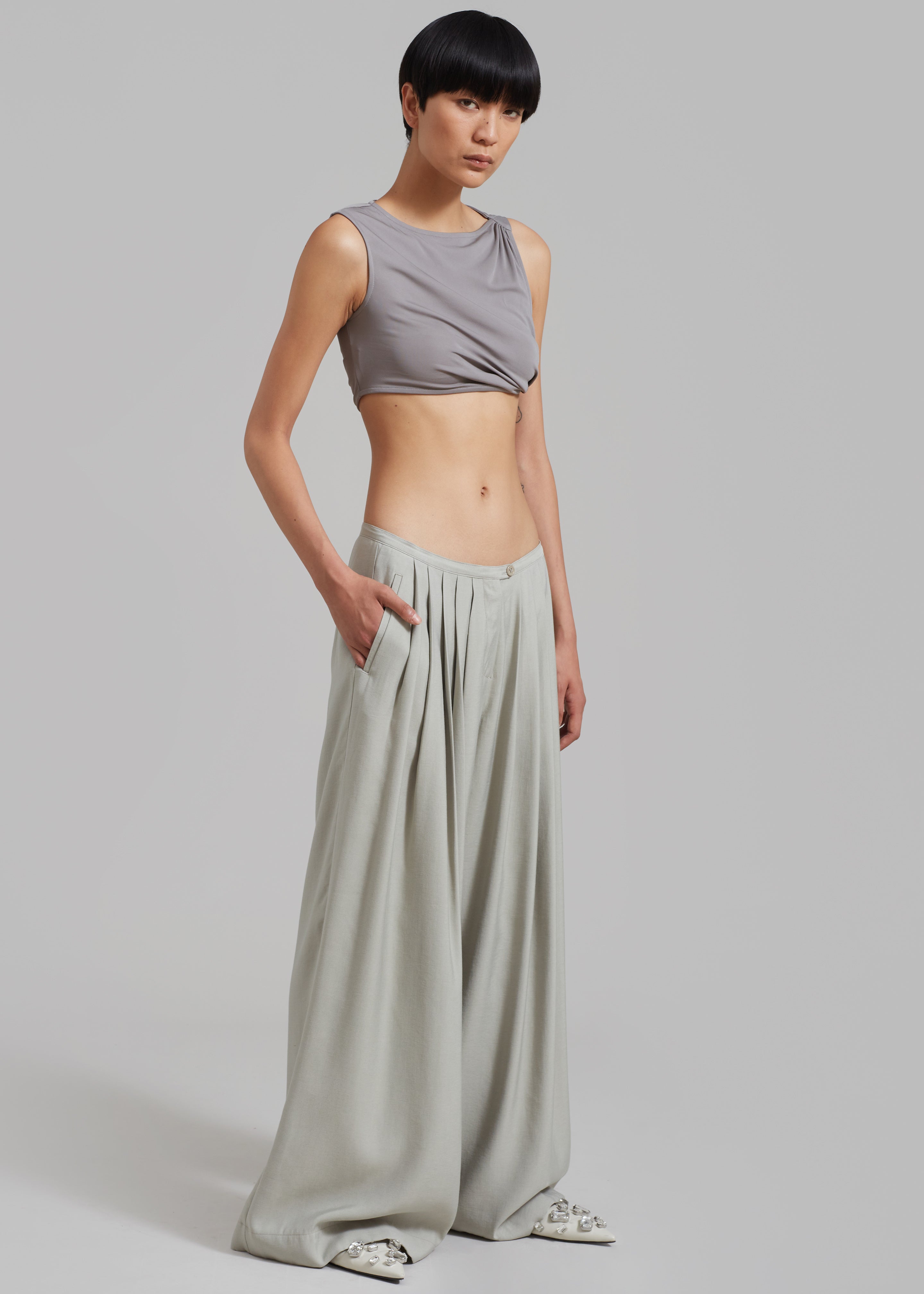 Sloane Wide Leg Trousers - Grey