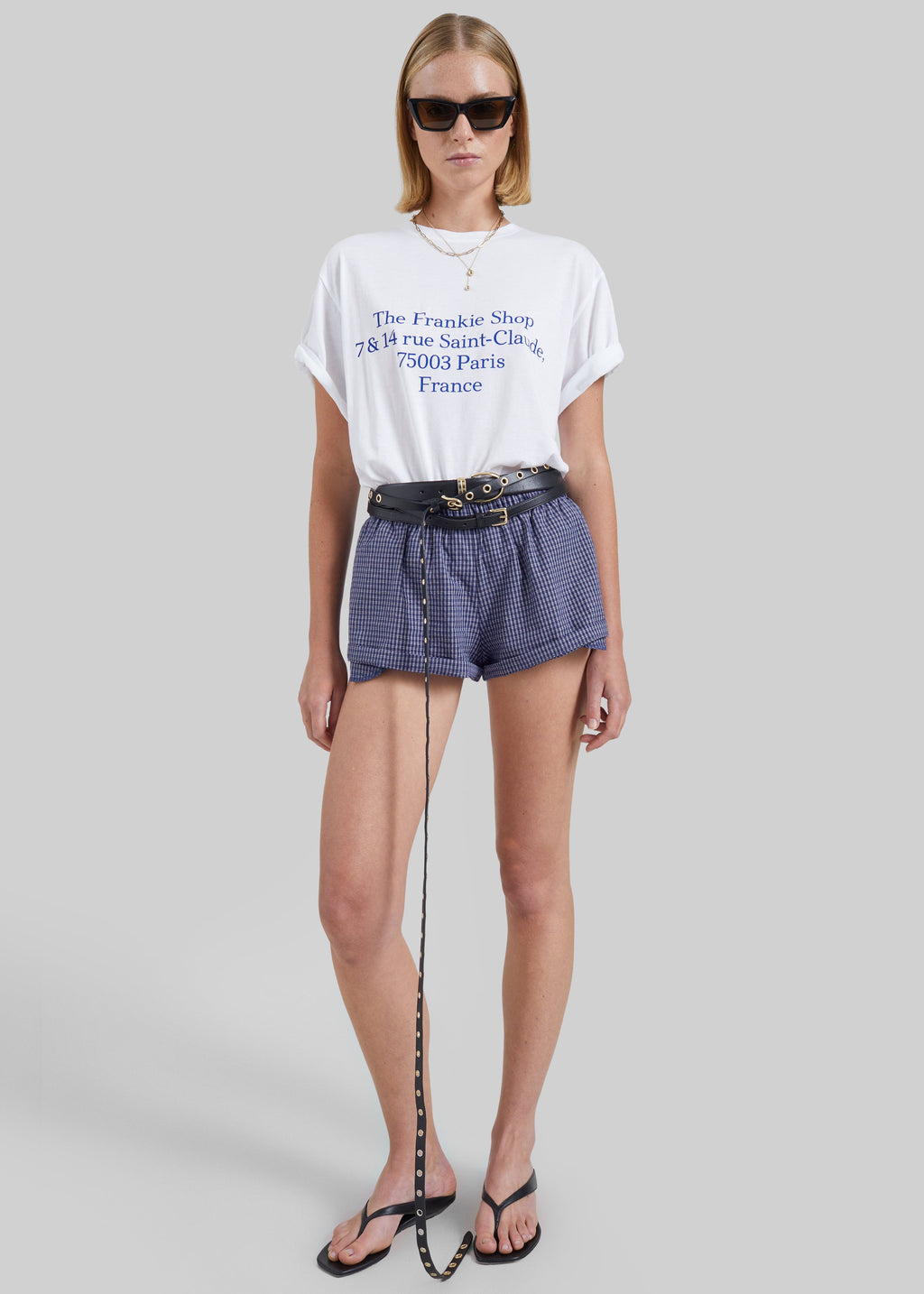 Solaro Mini Shorts - Navy Plaid
