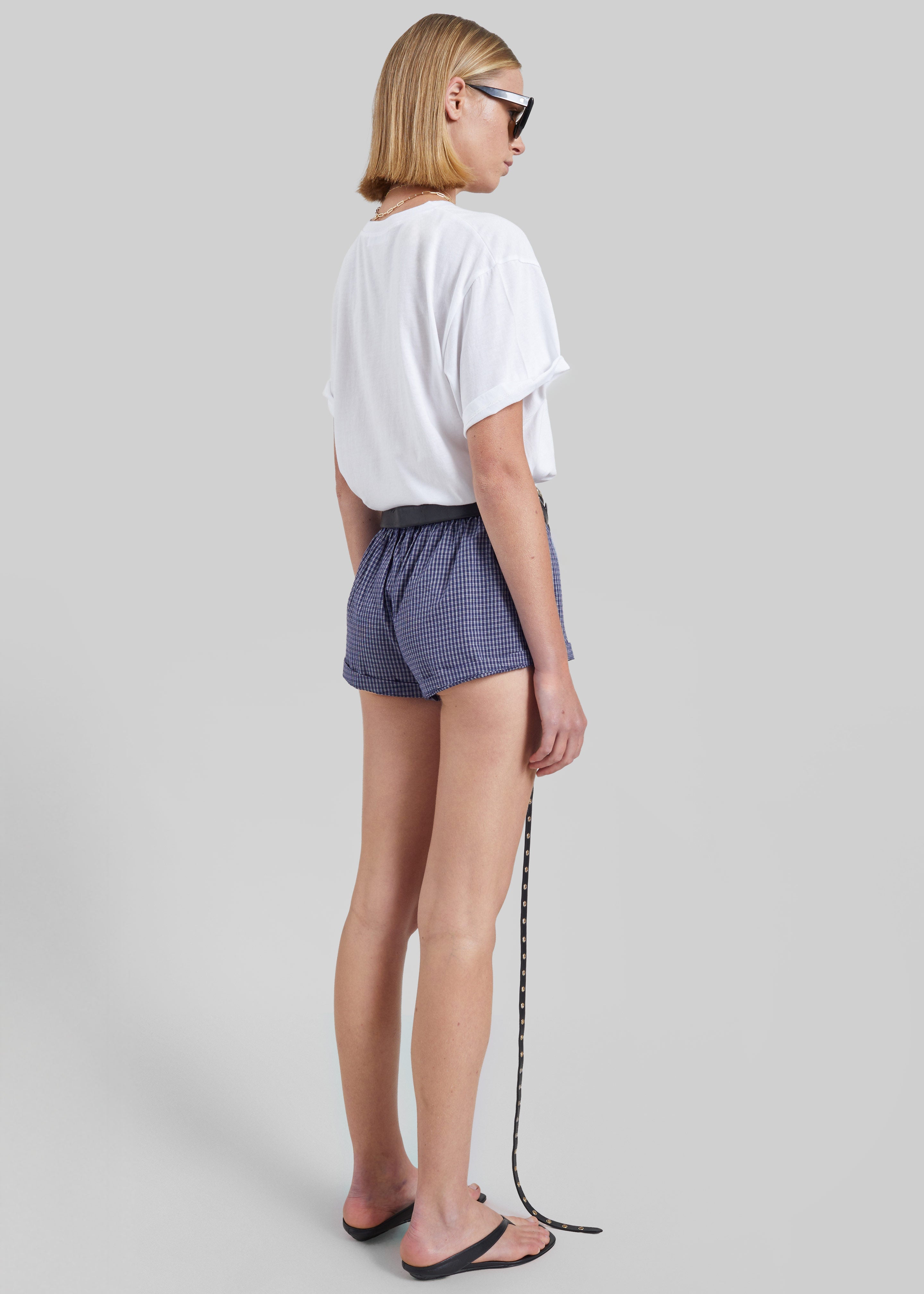Solaro Mini Shorts - Navy Plaid