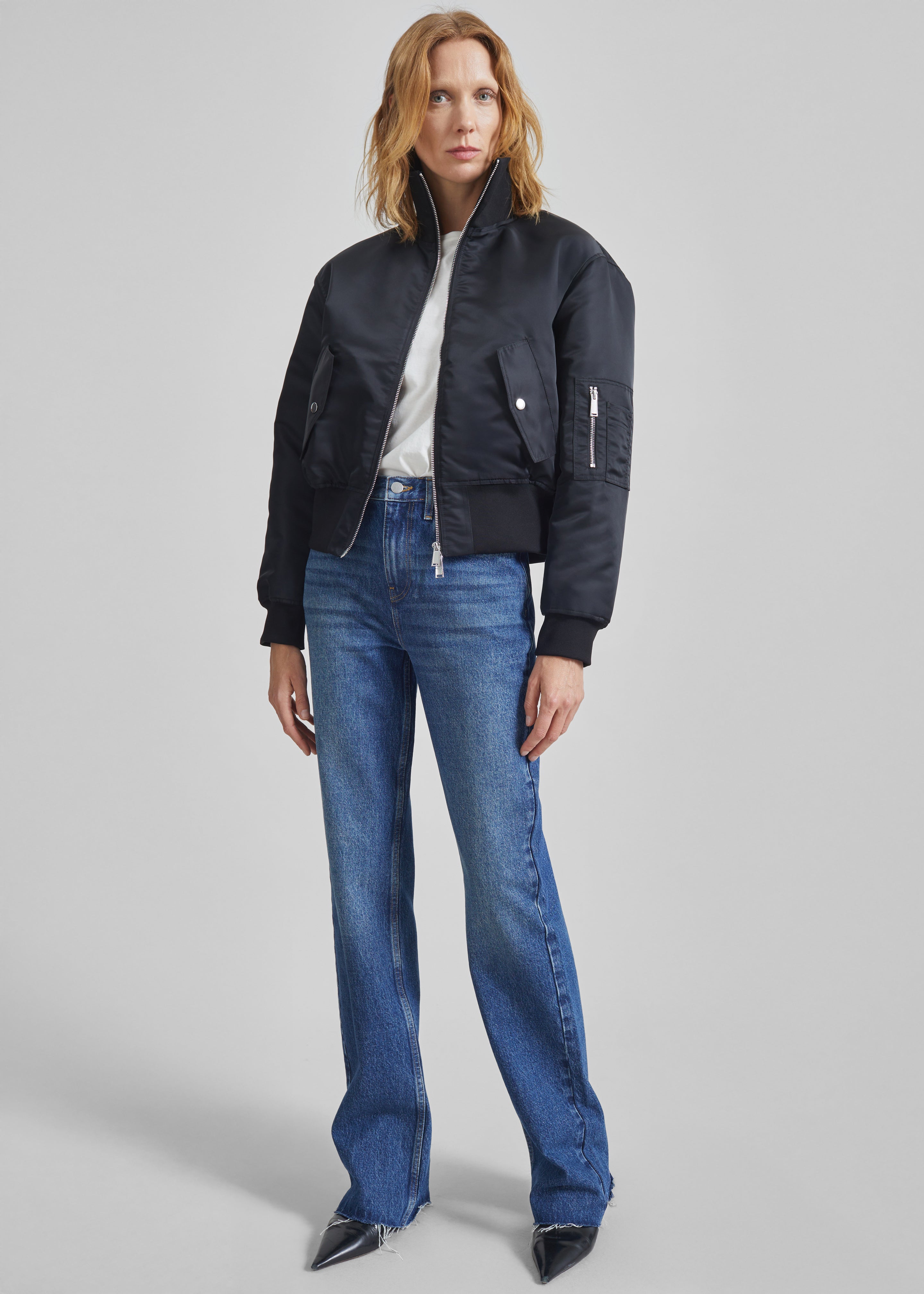 Storm Cropped Bomber Jacket - Black