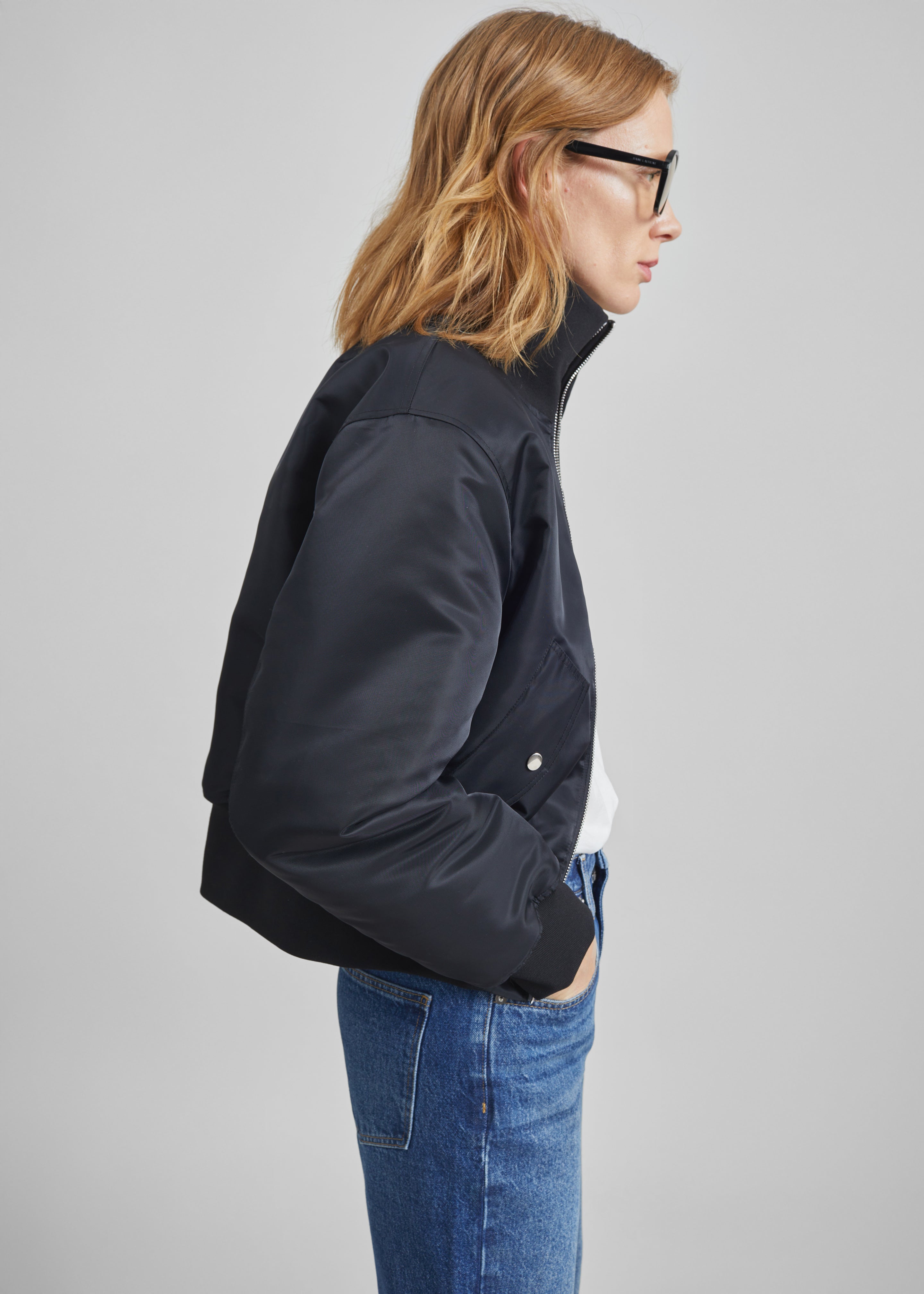 Storm Cropped Bomber Jacket - Black