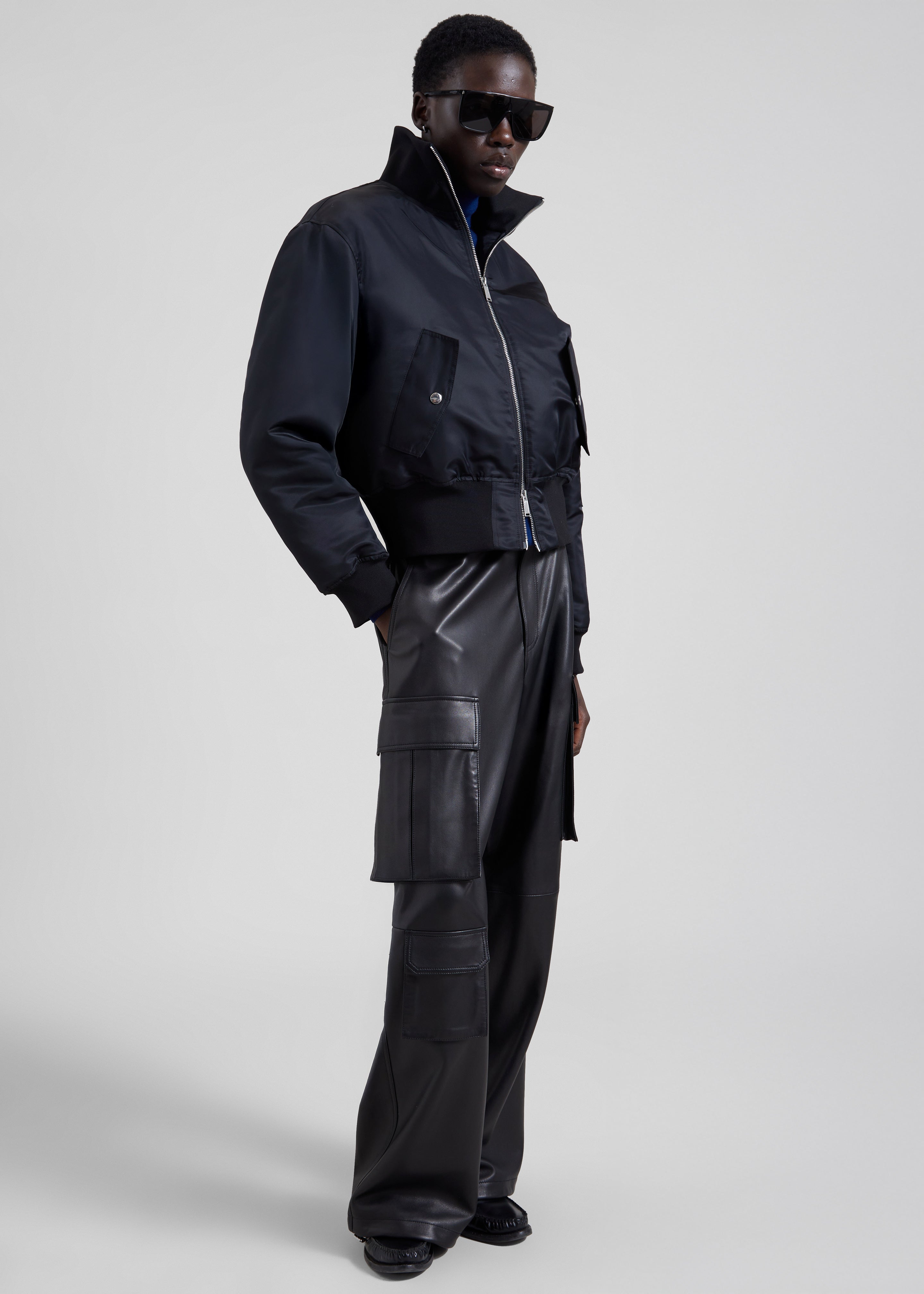 Storm Cropped Bomber Jacket - Black