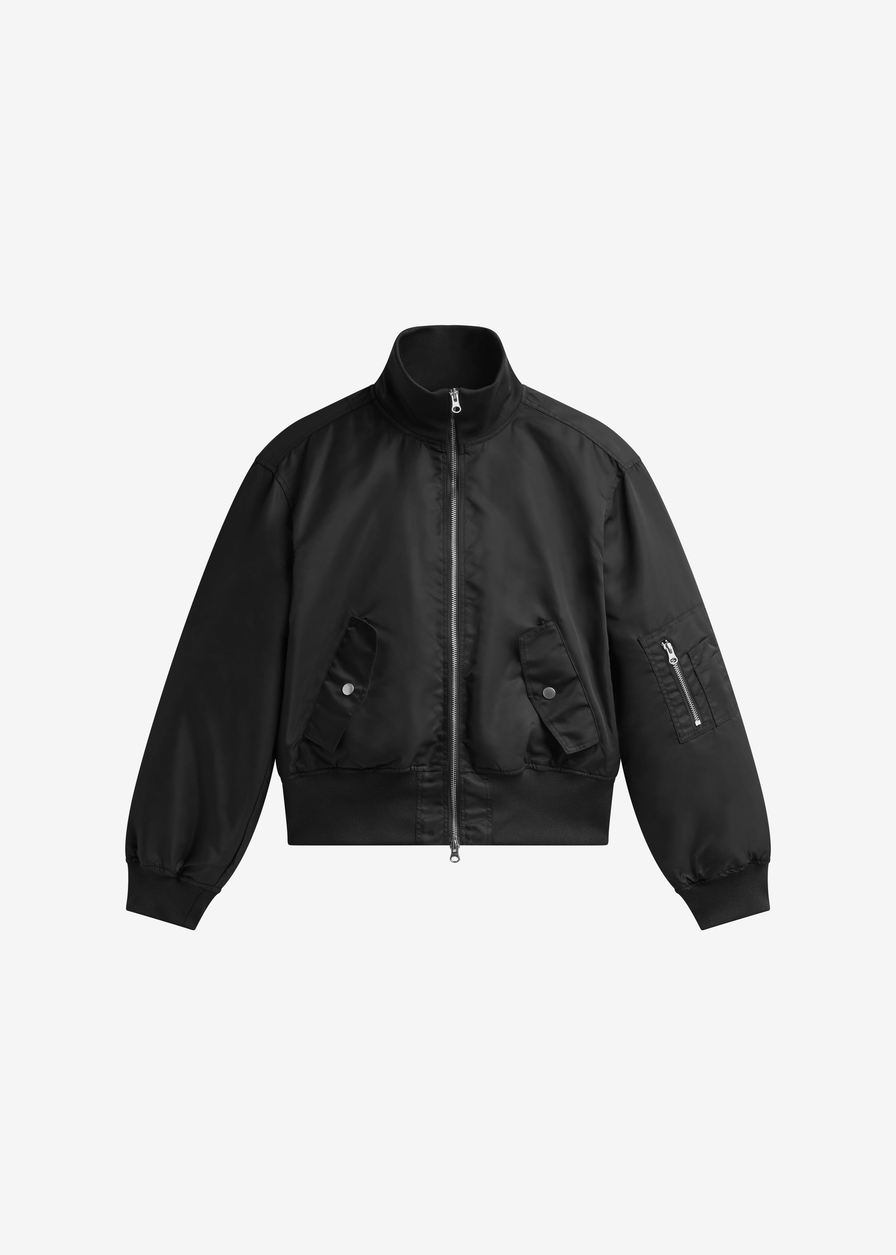 Storm Cropped Bomber Jacket - Black