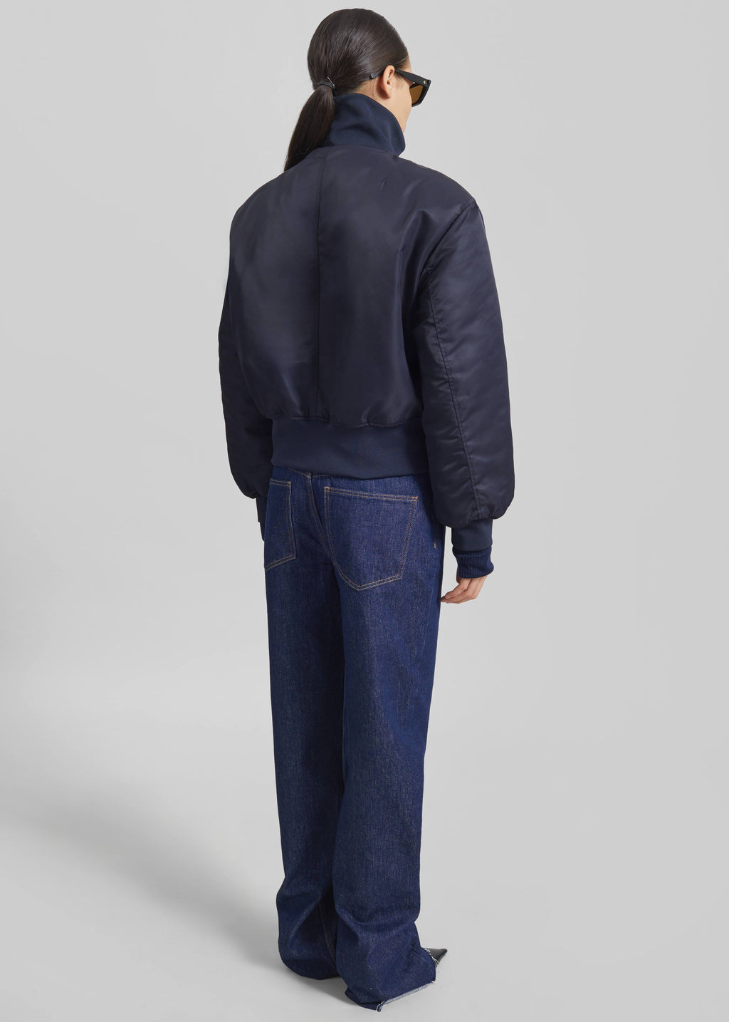 Storm Cropped Bomber Jacket - Navy