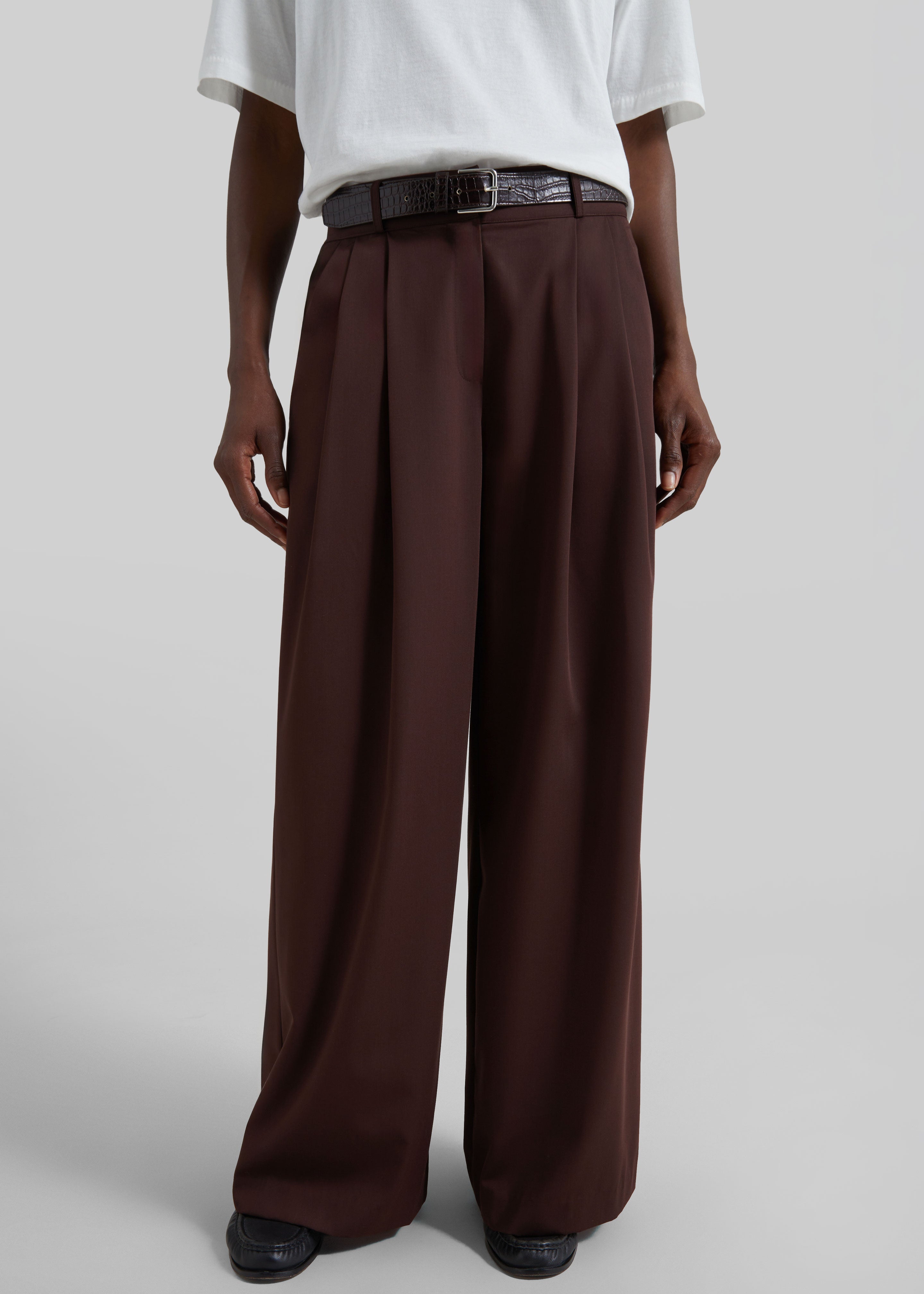 Taormina Pleated Trousers - Chocolate