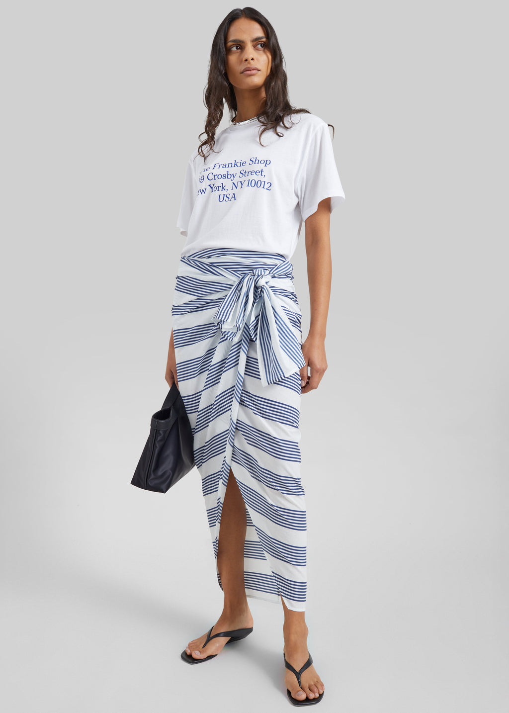 Thira Wrap Skirt - Navy/White Stripe