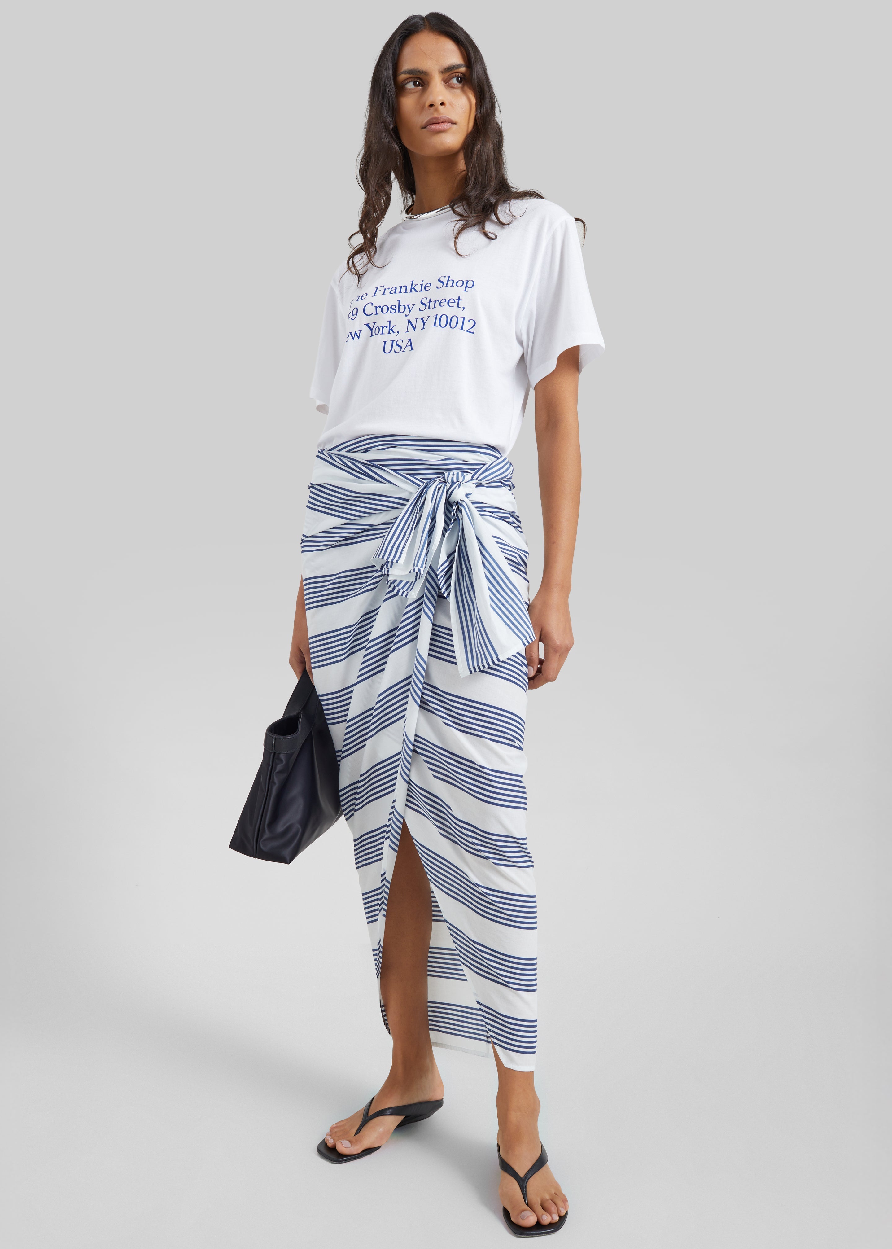 Thira Wrap Skirt - Navy/White Stripe