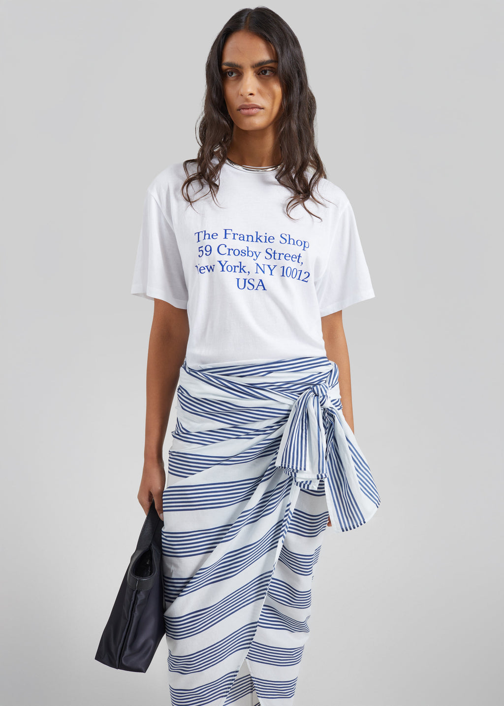 Thira Wrap Skirt - Navy/White Stripe