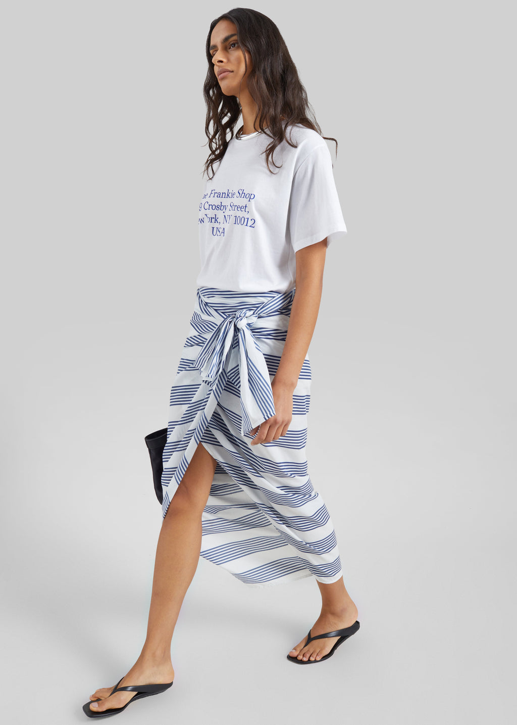 Thira Wrap Skirt - Navy/White Stripe