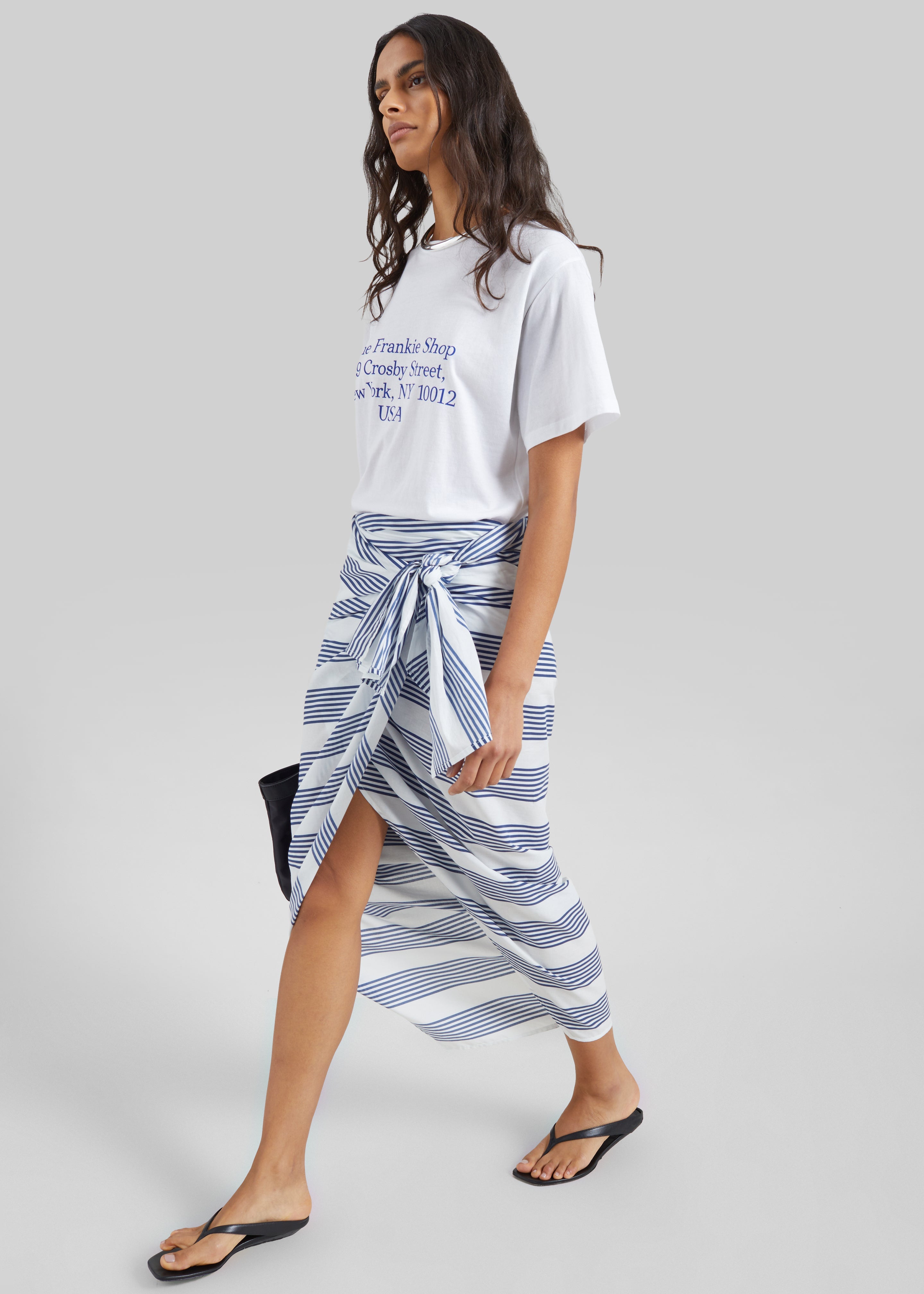 Thira Wrap Skirt - Navy/White Stripe