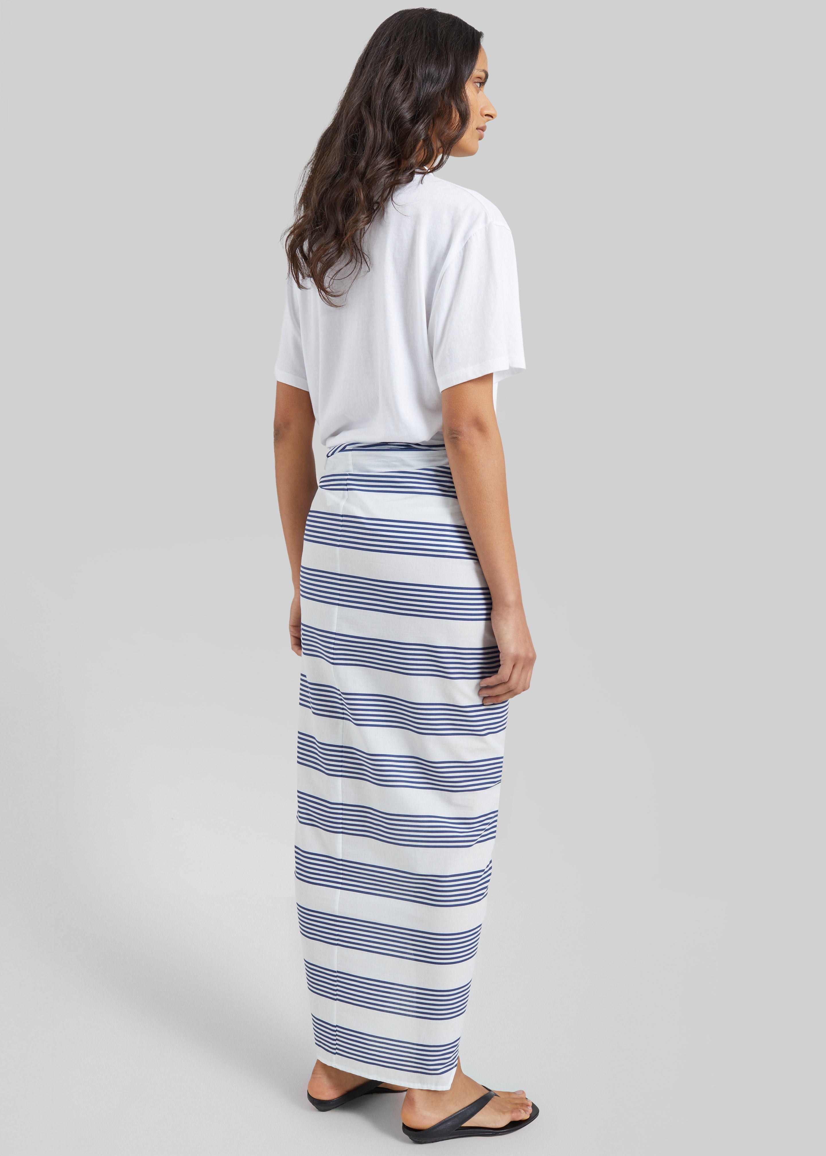 Thira Wrap Skirt - Navy/White Stripe