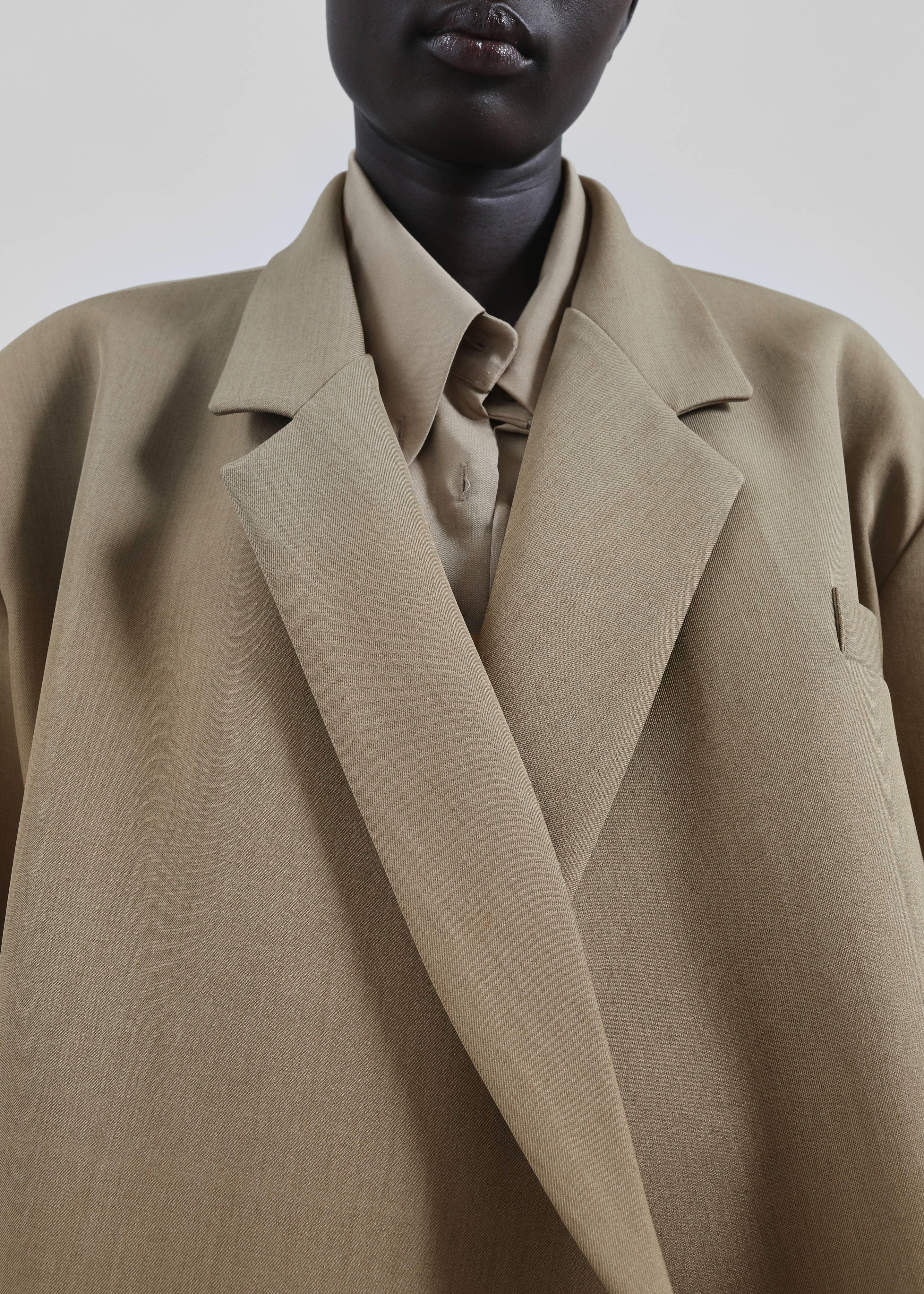 Tolmer Boxy Wrap Blazer - Taupe Melange