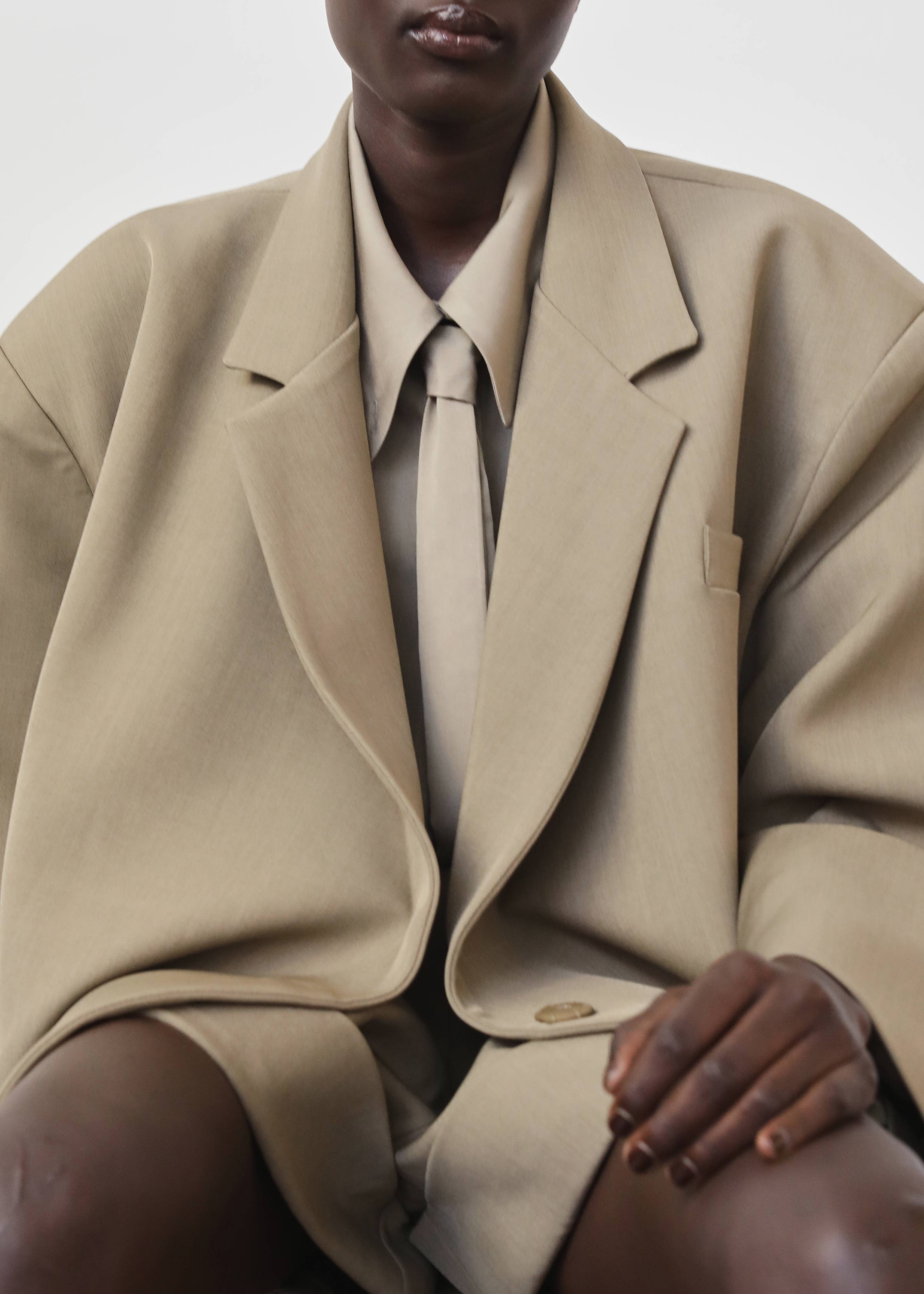 Tolmer Boxy Wrap Blazer - Taupe Melange