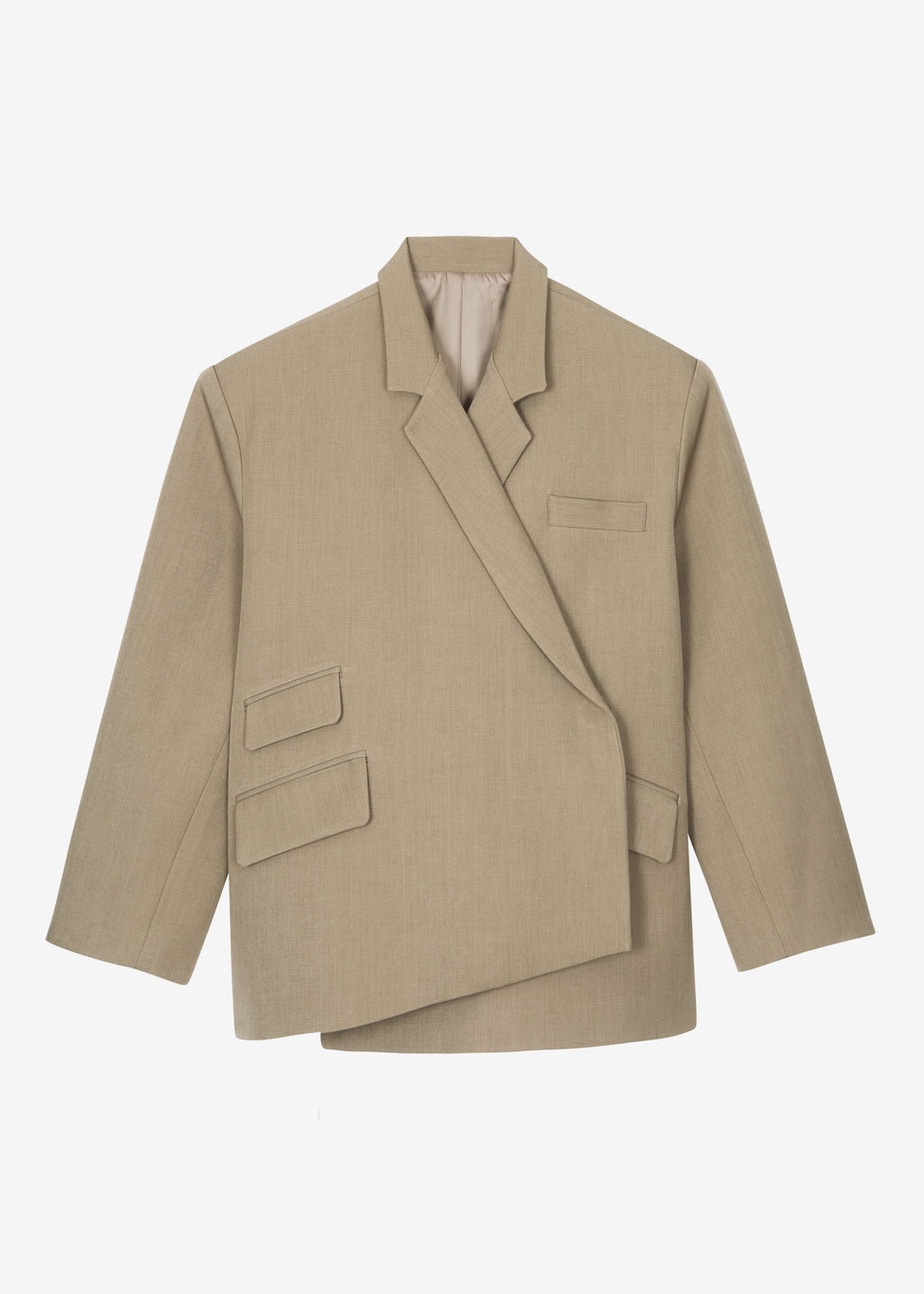 Tolmer Boxy Wrap Blazer - Taupe Melange