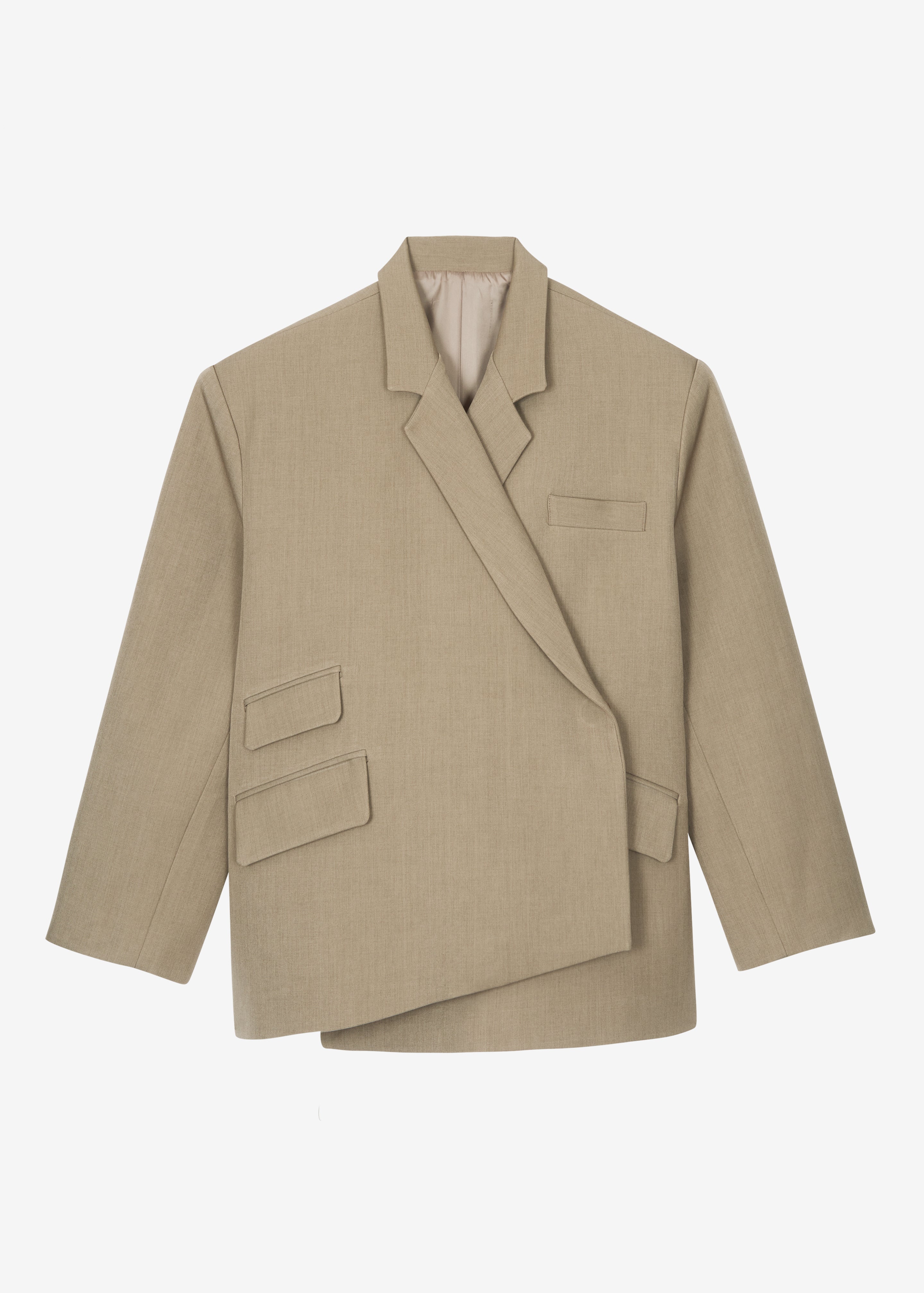 Tolmer Boxy Wrap Blazer - Taupe Melange