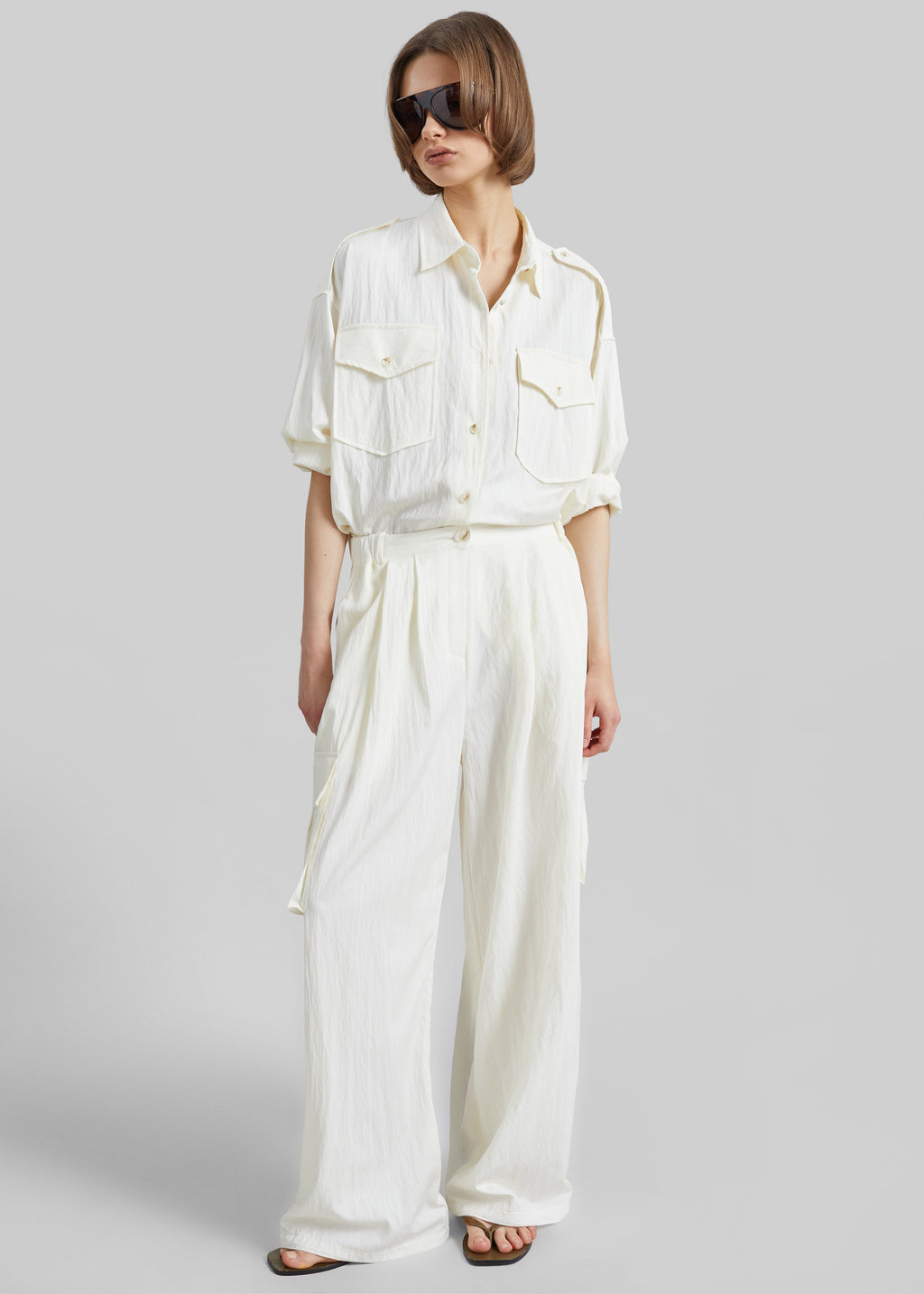 Trevi Textured Cargo Pants - Cream
