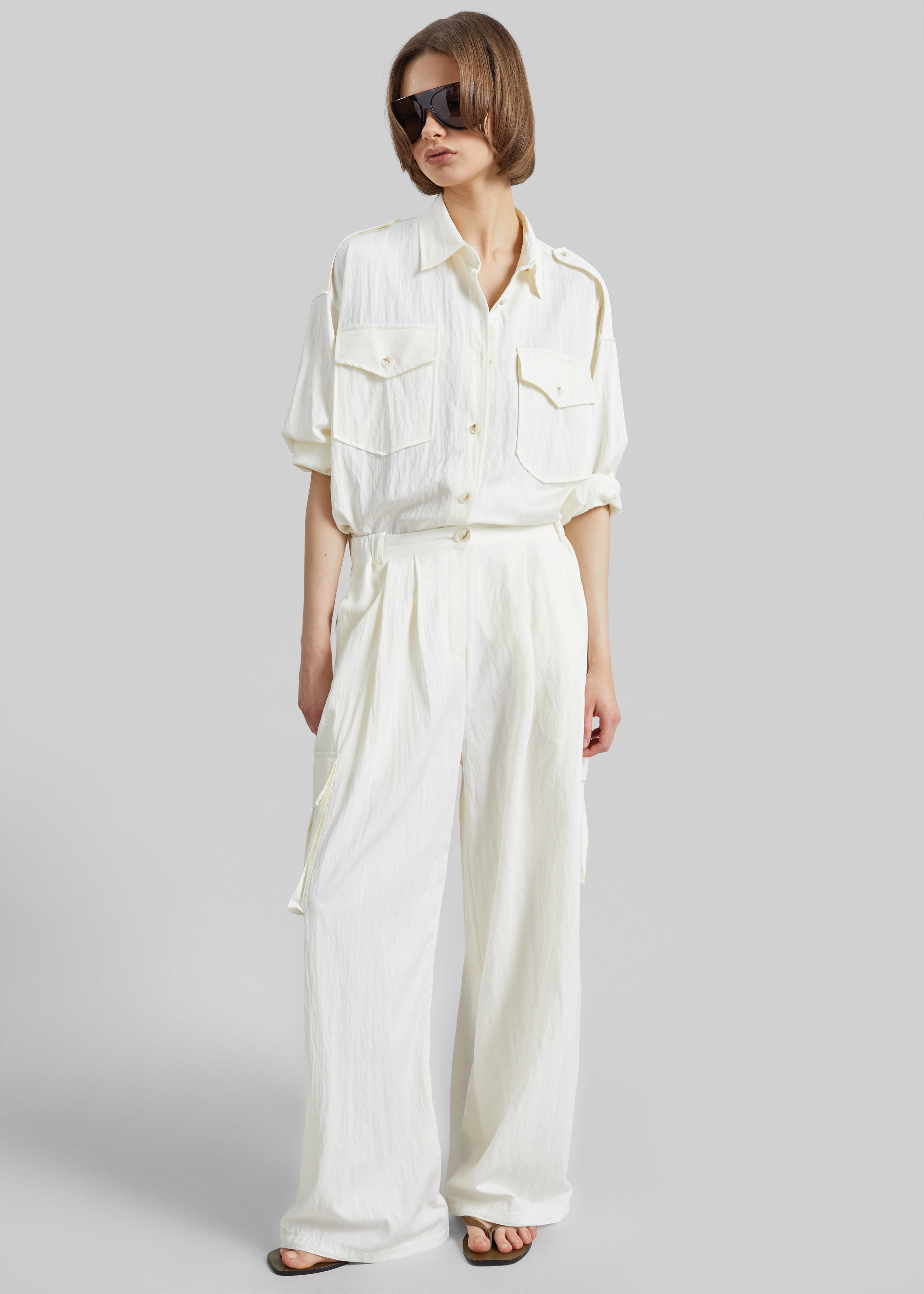 Trevi Textured Cargo Pants - Cream