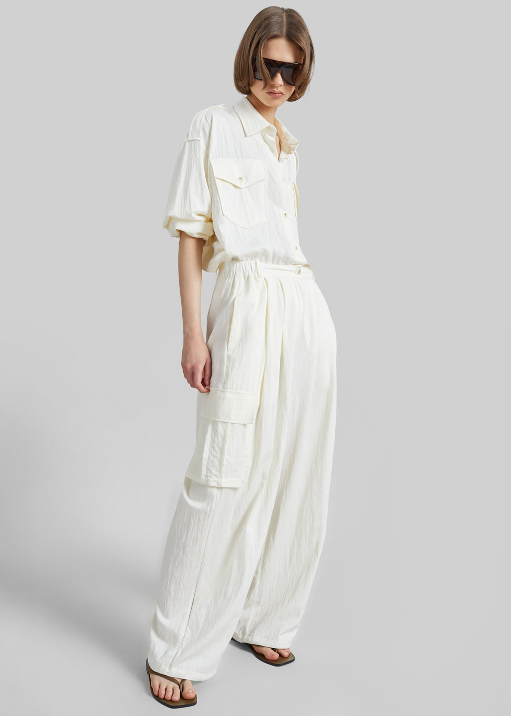 Trevi Textured Cargo Pants - Cream