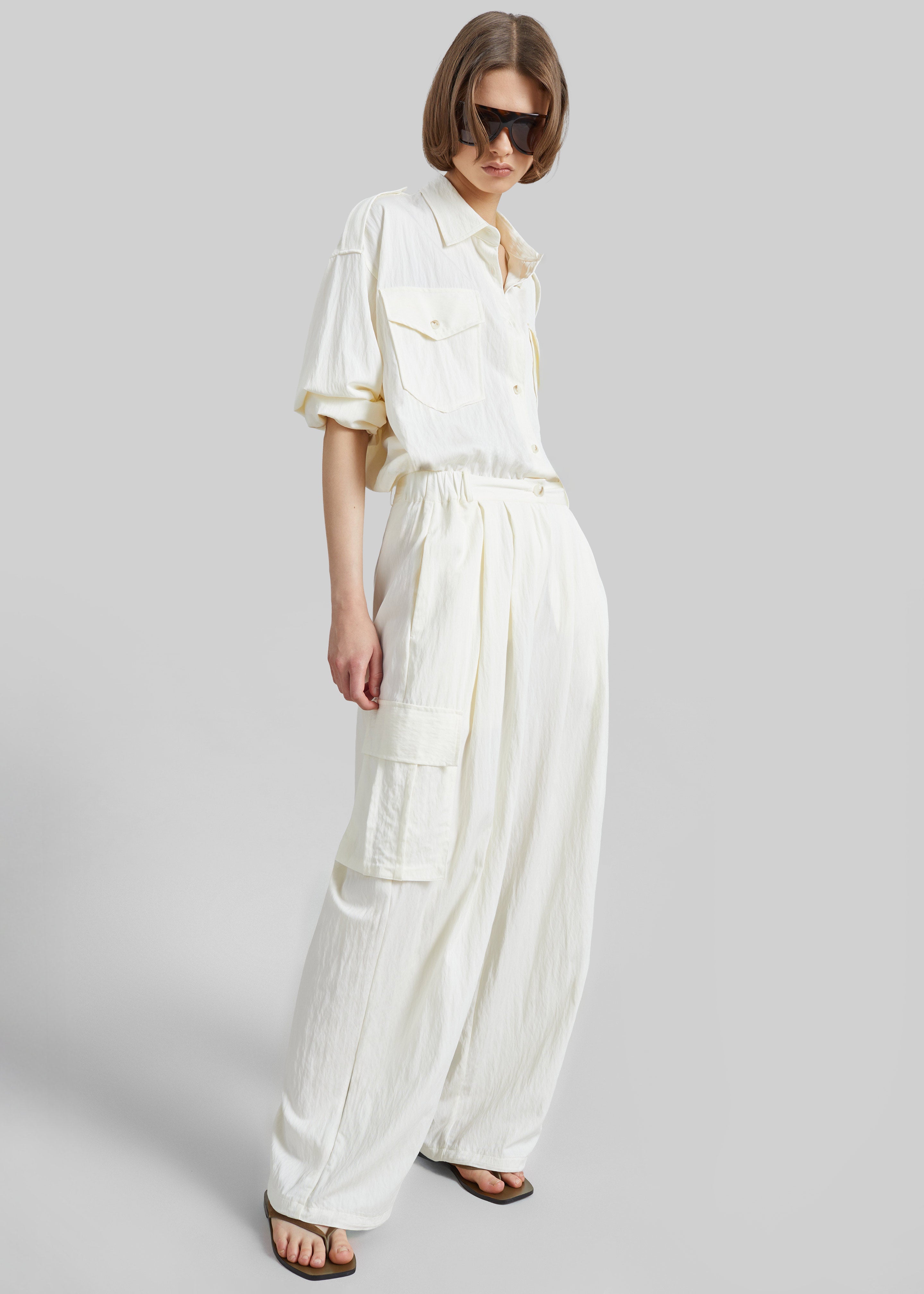 Trevi Textured Cargo Pants - Cream