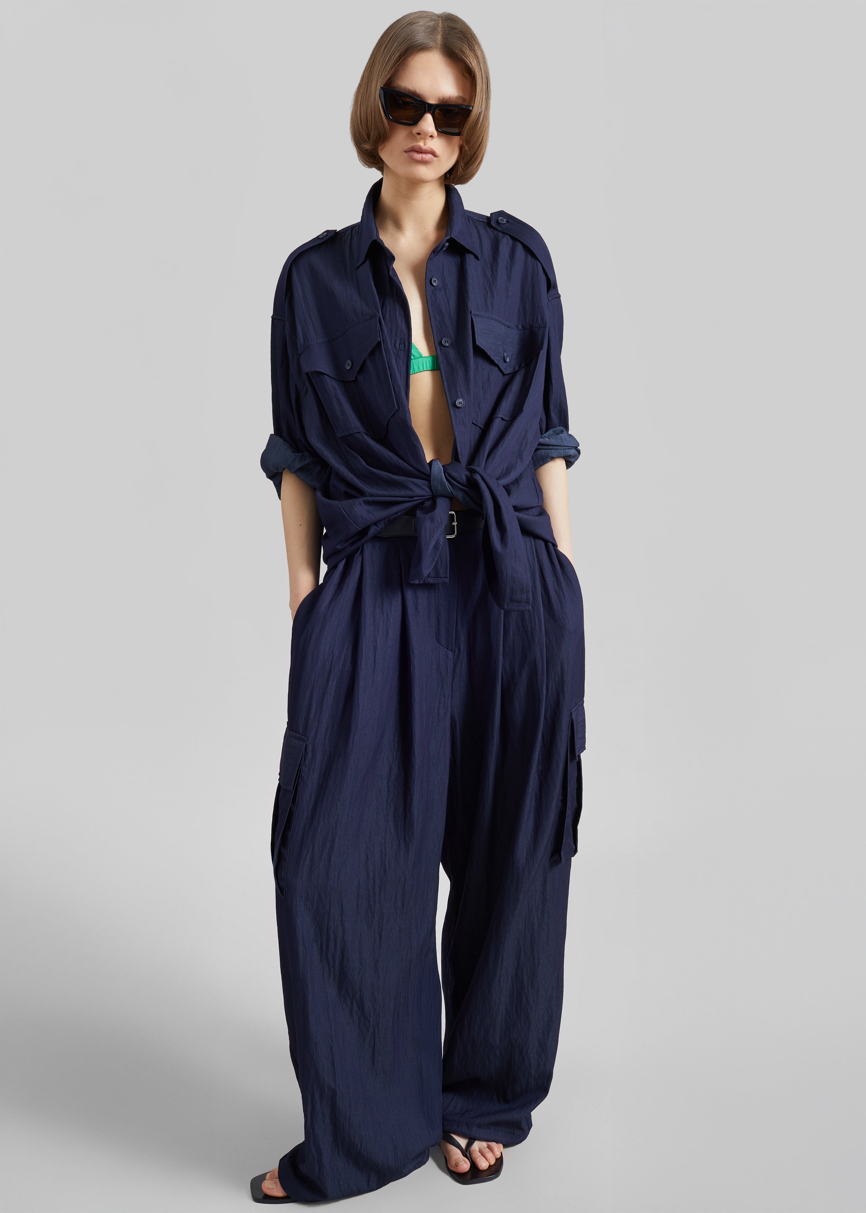 Trevi Textured Cargo Pants - Navy