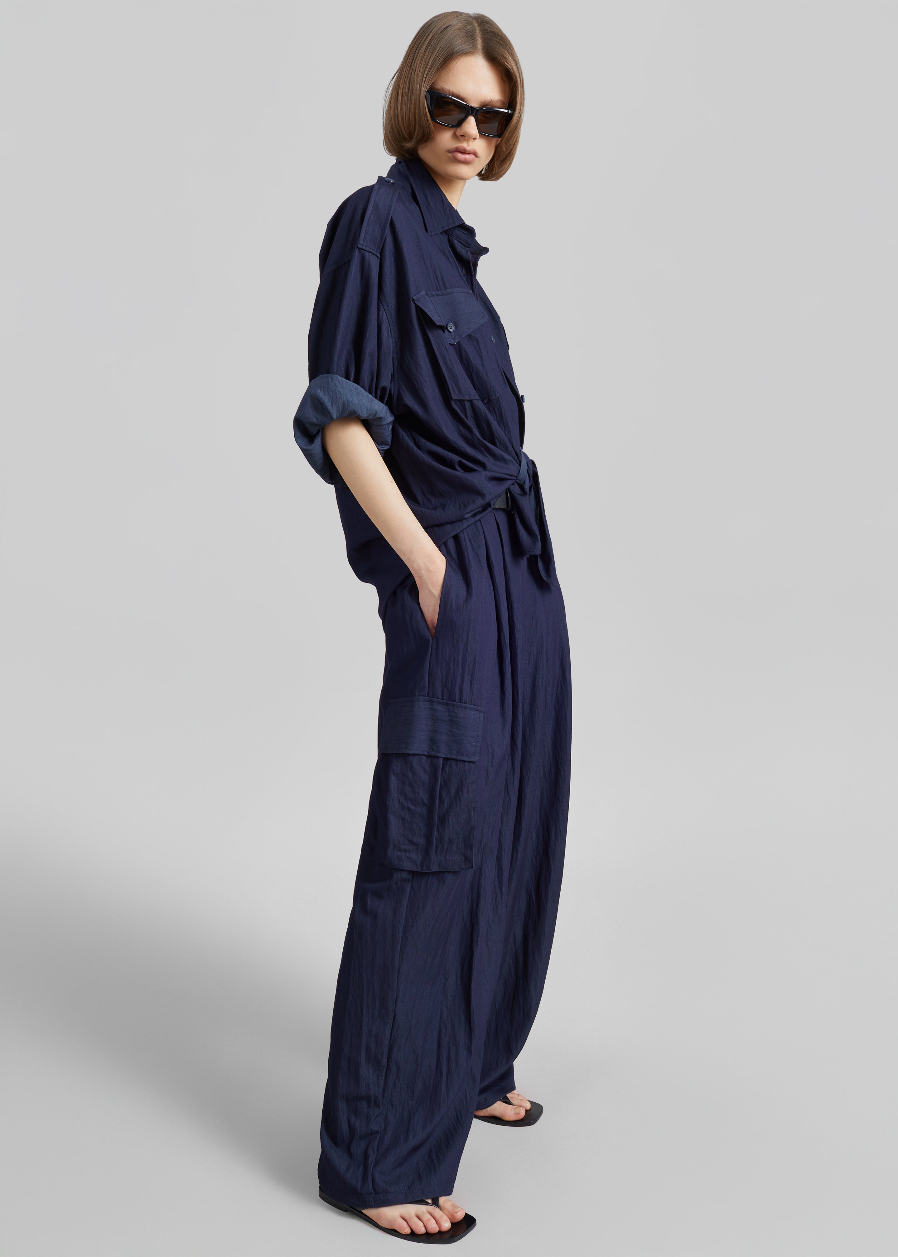 Trevi Textured Cargo Pants - Navy